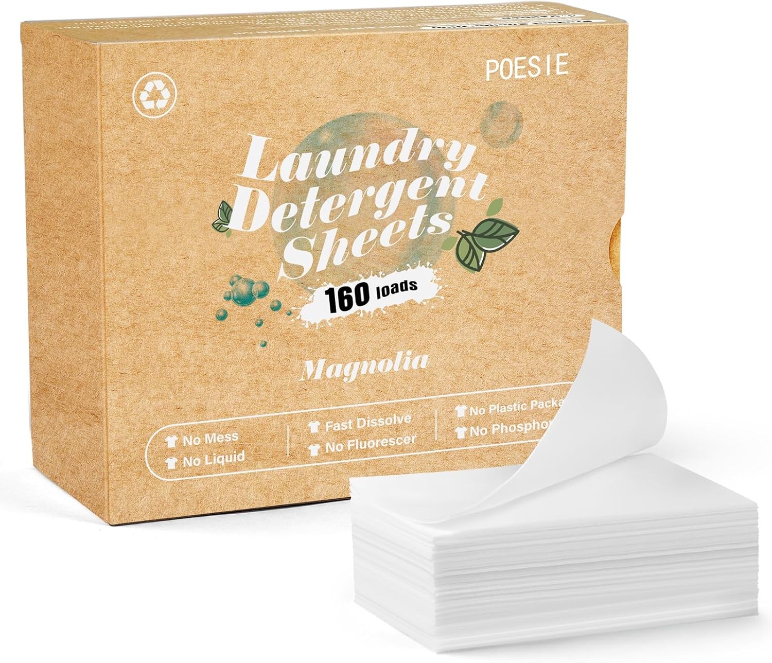 Poesie Laundry Detergent Sheets Magnolia Scent 160 160 Count (Pack of 1)