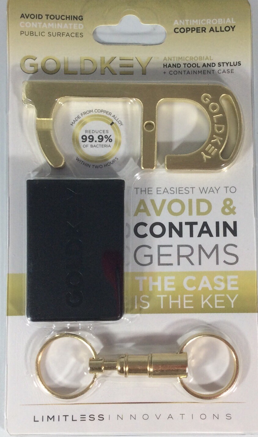 GoldKey Antimicrobial Copper Hand Tool Stylus Black Containment Case Key Chain