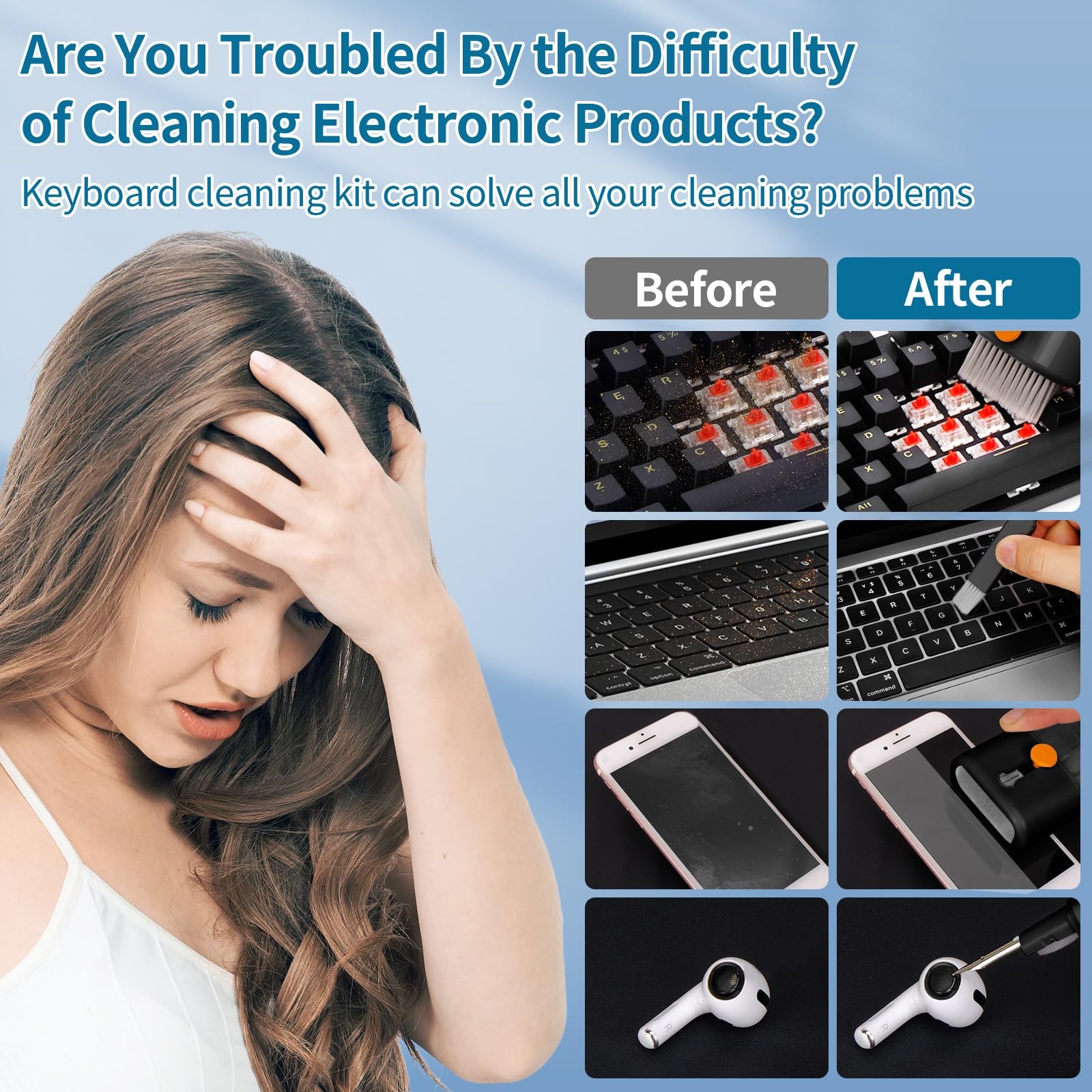 Keyboard Cleaner Laptop Cleaning Kit - Computer Tech Cleaning Brush, Electron...