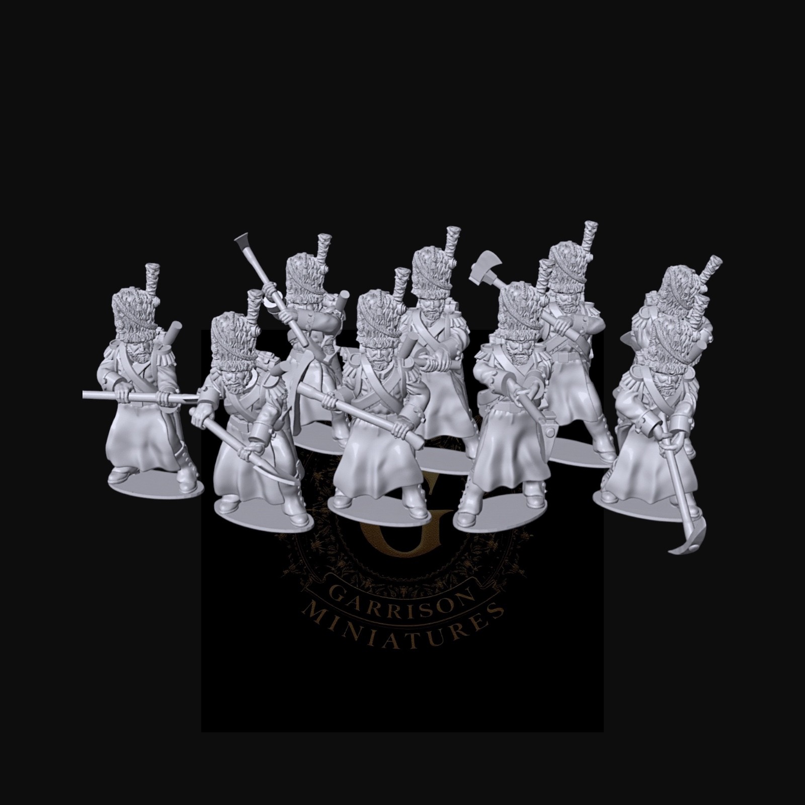 French Sappers X9: 28mm Napoleonic Wargame and Display Miniatures