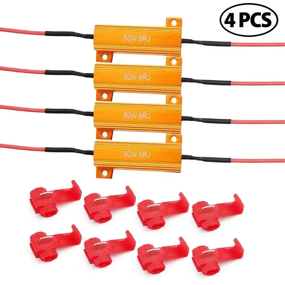 4x 50W 6 ohm Load Resistor Fix LED Bulb Fast Hyper Flash Turn Signal Blink