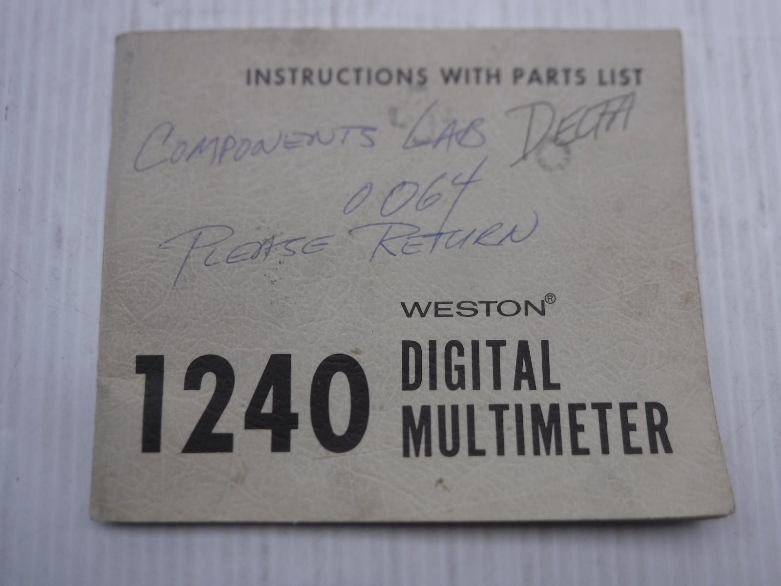Weston 1240 Digital Multimeter Instructions F-3622 R2 6/70