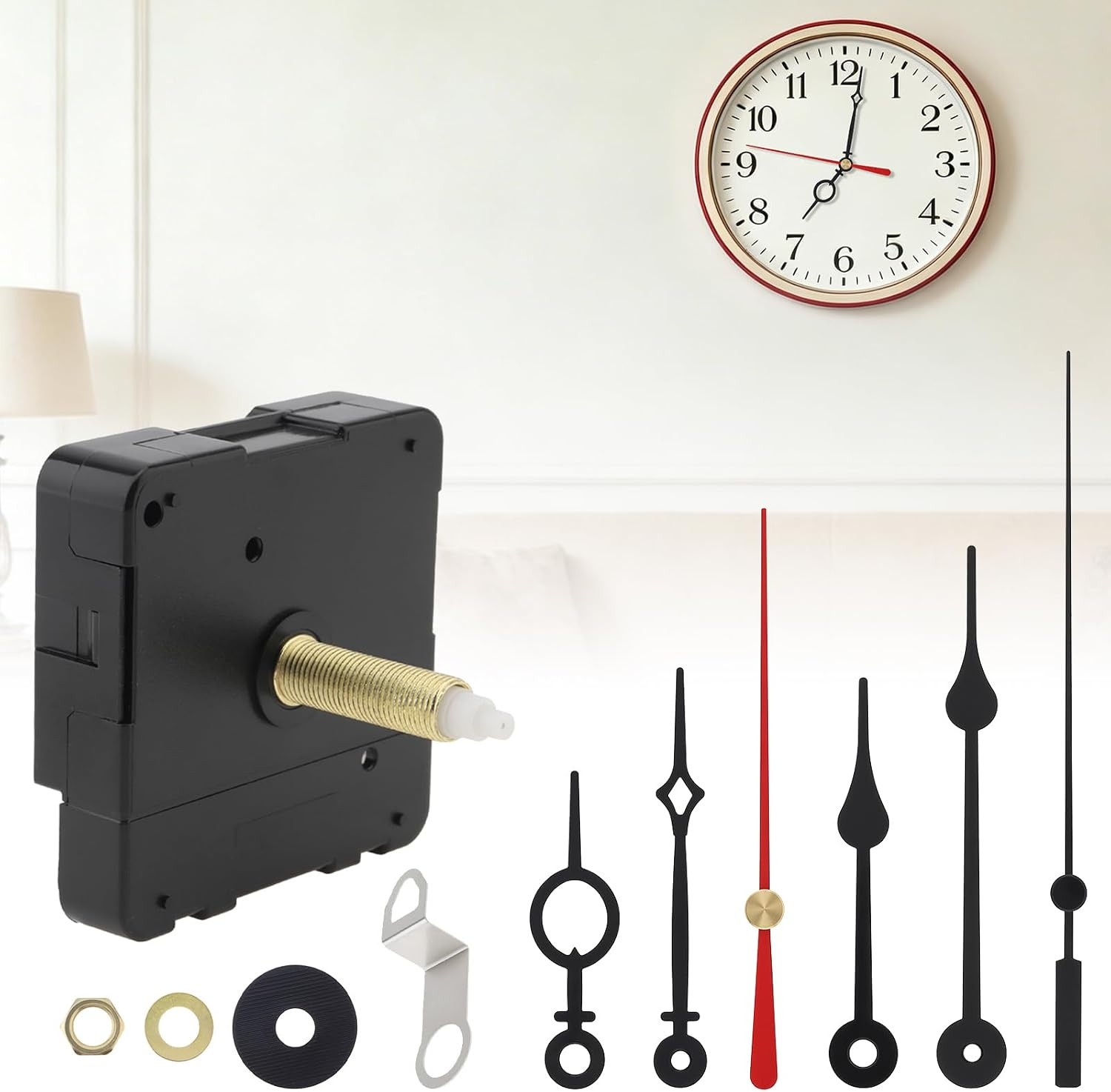 31 Mm(1-1/4 Inch) Long Shaft Quartz Silent Clock Movement with 2 Pairs Pointer H