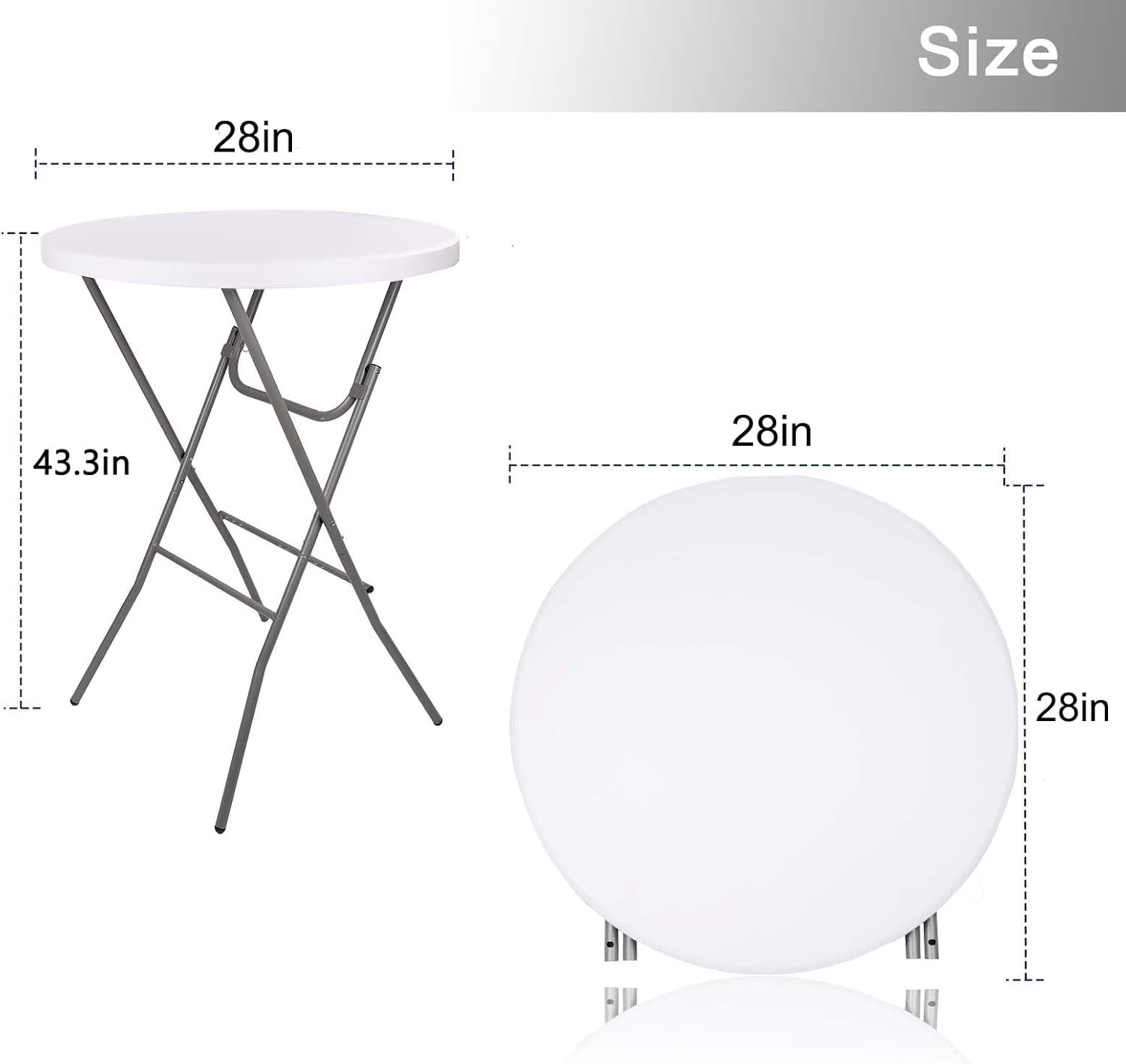 2 Pack Cocktail Table 28In Portable Folding Bar Height Table, White | Indoor Out
