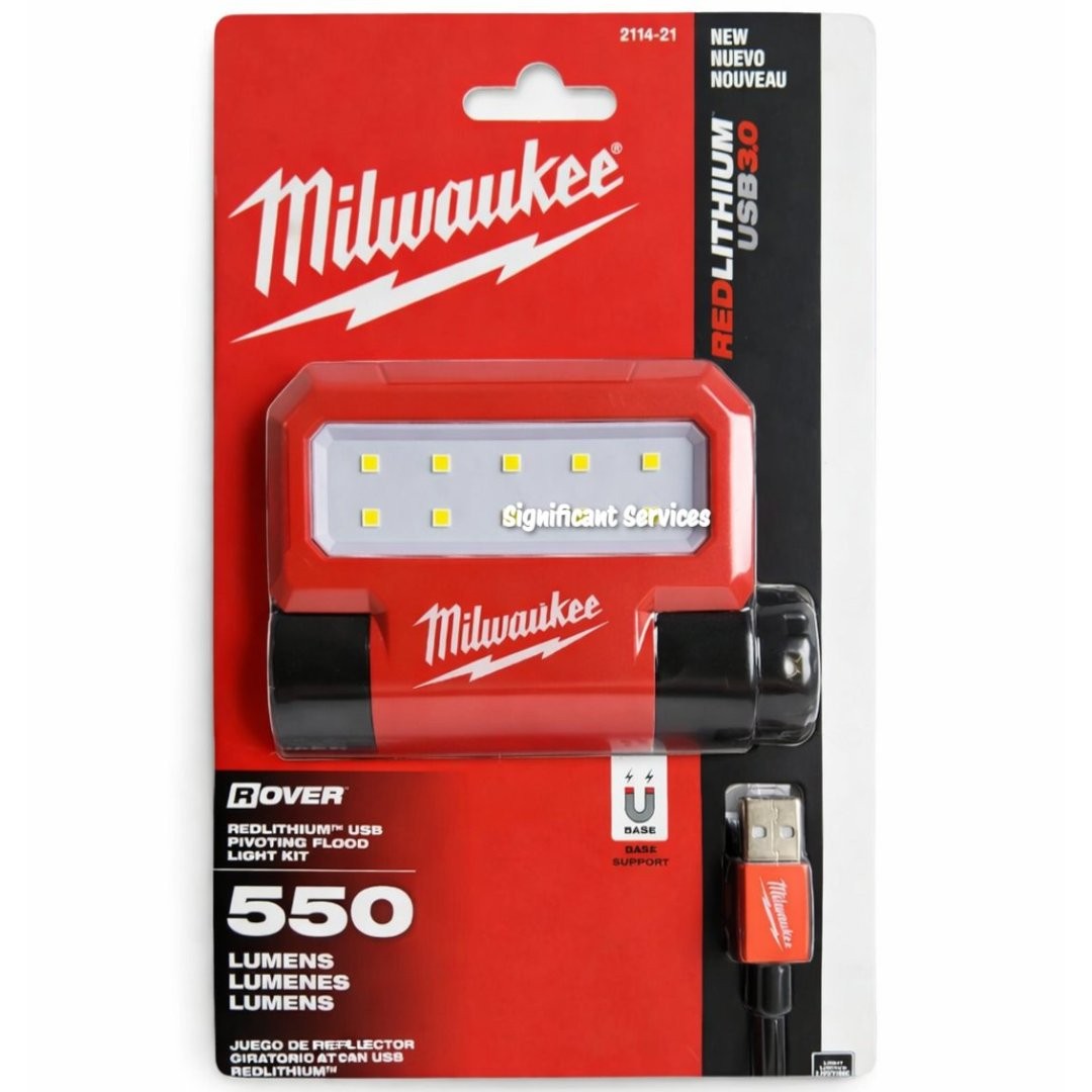 Milwaukee 2114-21 Rover Pivoting LED Floodlight 550 Lumen USB 3.0 Rechargeable