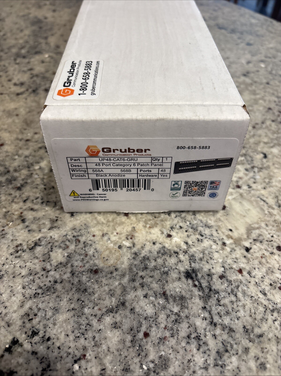 48 Port Cat6 LED Identification Patch Panel  UP48-CAT6-GRU