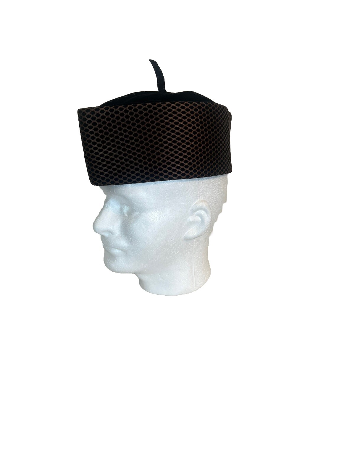 Men's Brown / Black Handmade African Chieftaincy Mesh / Velvet Hat. One Size