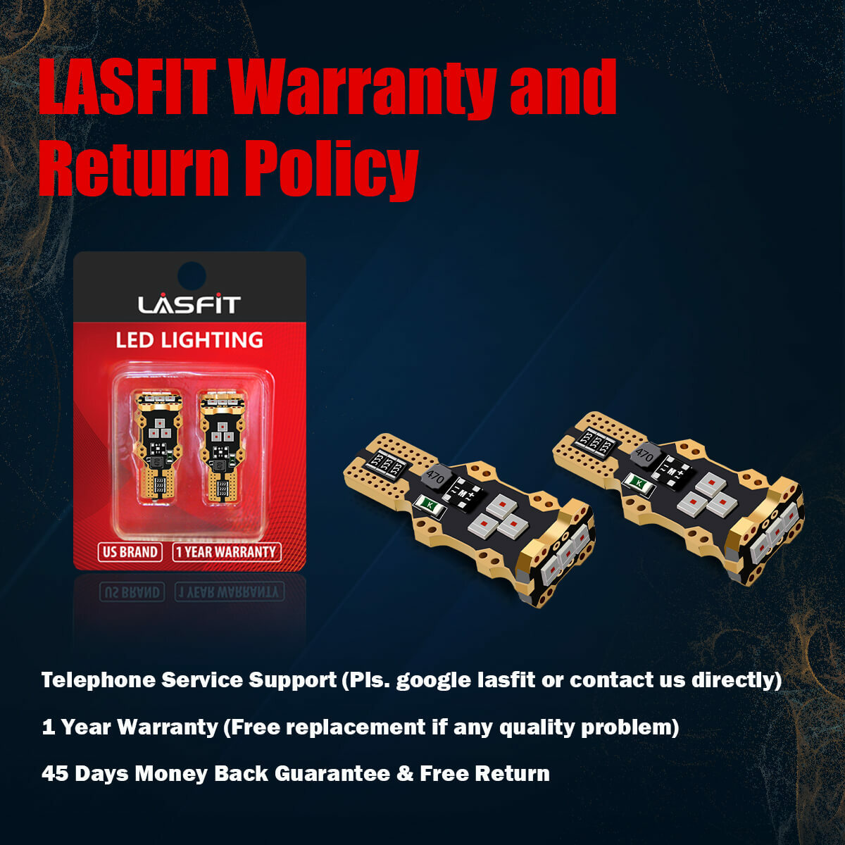 Lasfit LED 3rd Third Brake Light Center High Mount Stop Bulb 912 921 Pure Red