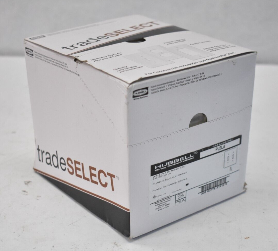 Lot of 25 Hubbell TradeSelect Wall Plates M-Size 2-G White PJ2LA 2-Gang Toggle