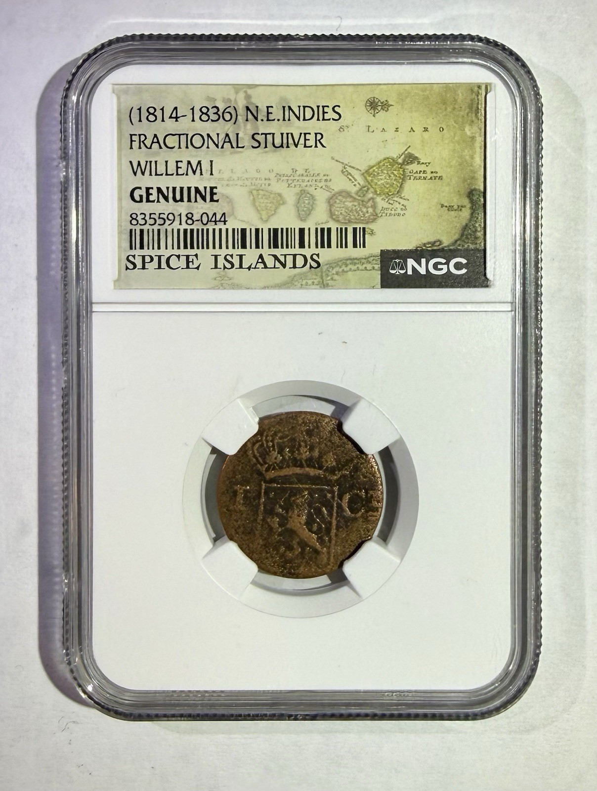 1831 N.E. Indies Fractional Stuiver Willem I Spice Island Override 1/4S GENUINE