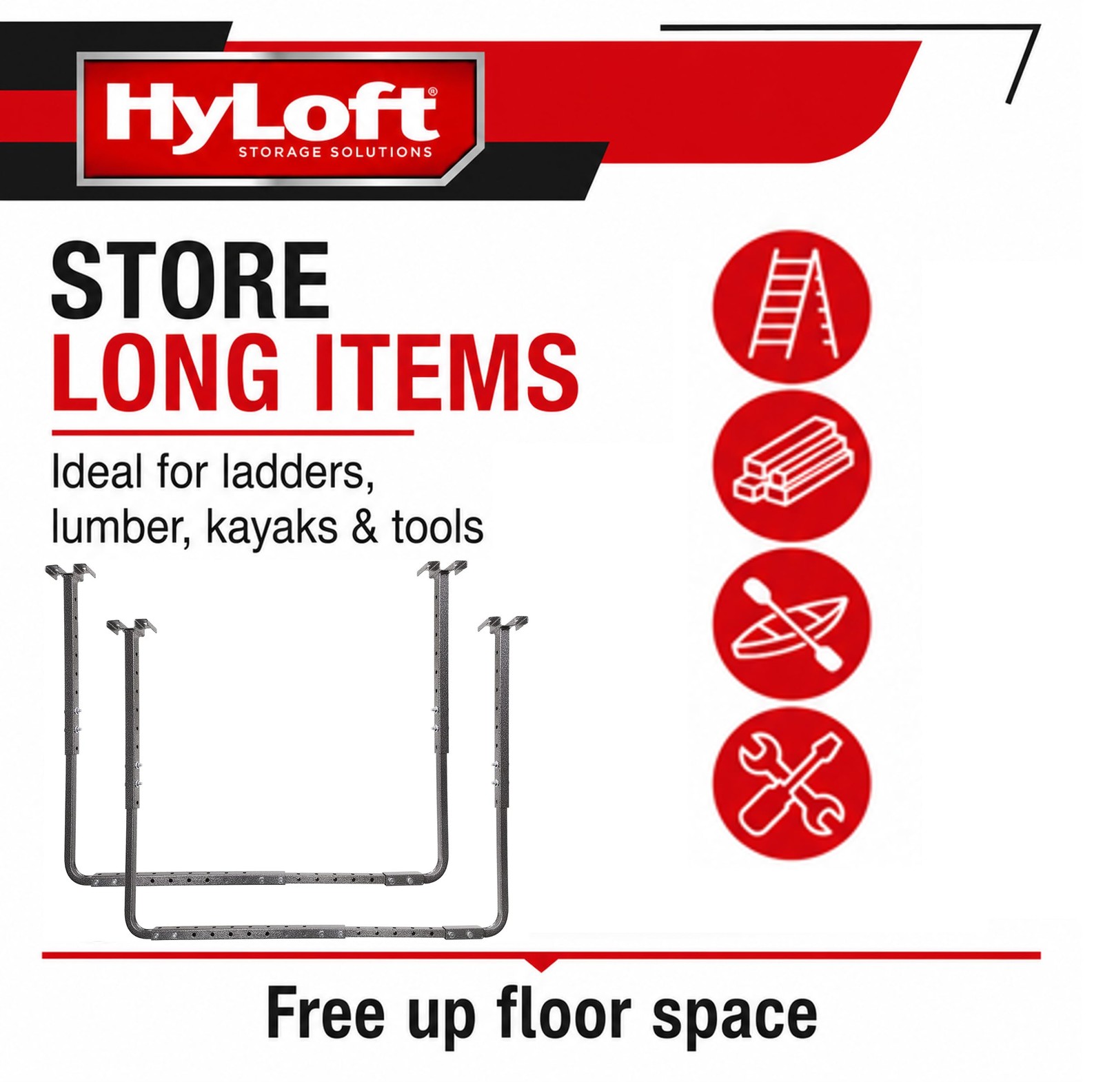 Adjustable Garage Ceiling Mount Storage Rack Kit, Ceiling Shelving Mounts, 34...