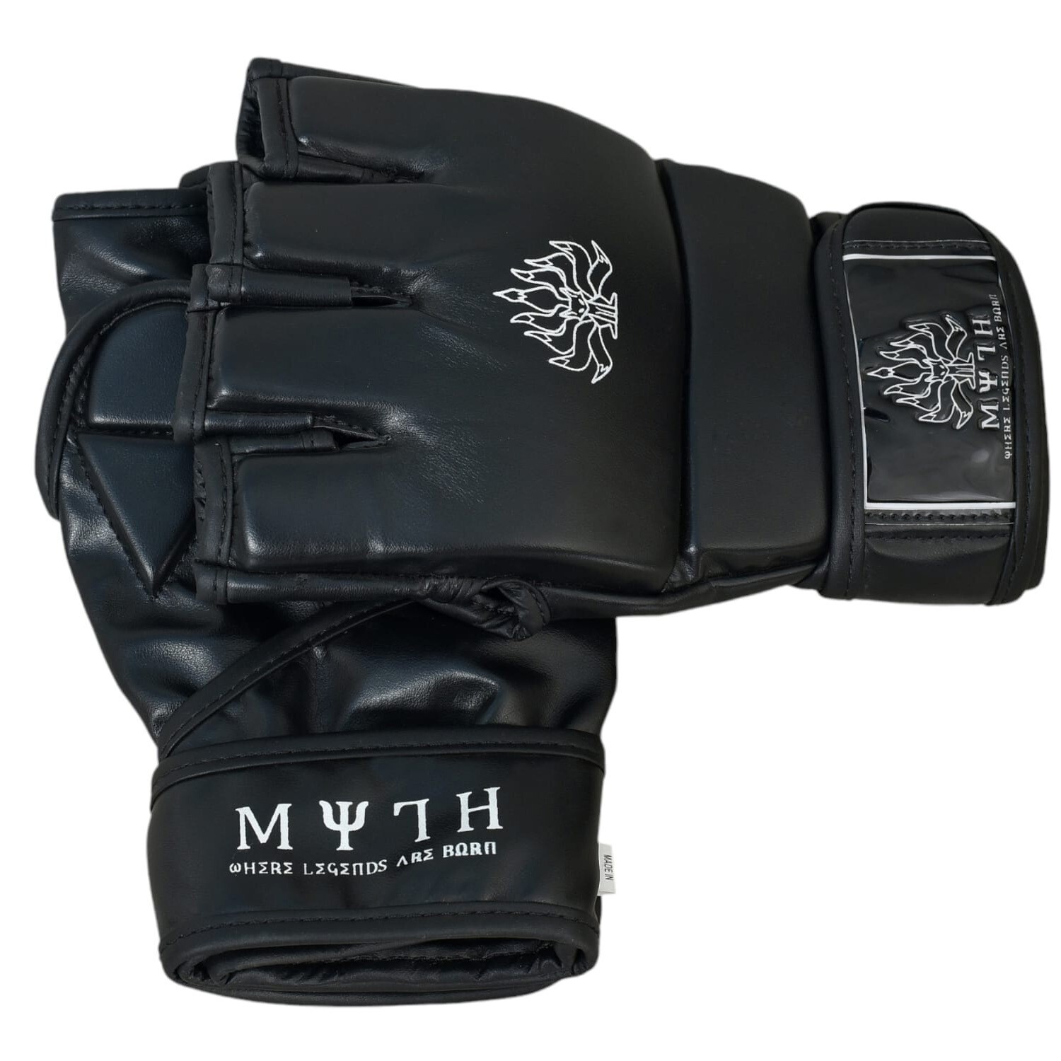 Myth MMA Gloves Grappling Sparring, MMA PU Black Leather Gloves for Men & Women