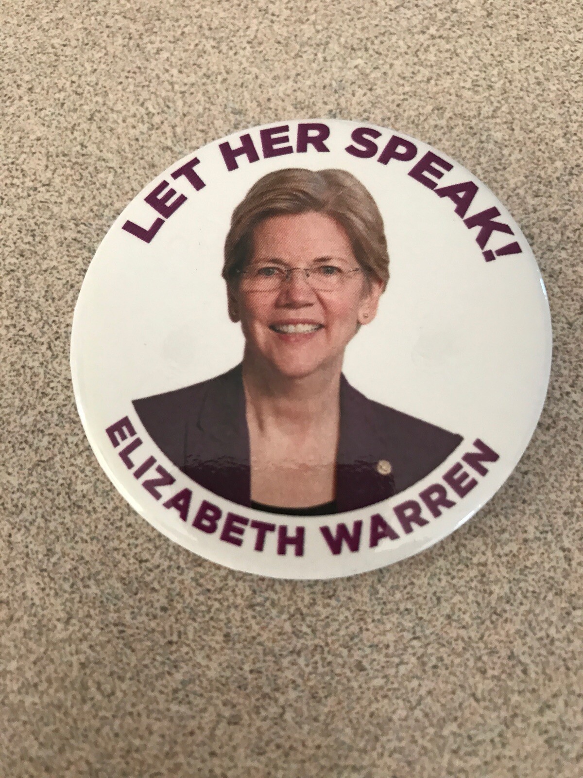 2020 Elizabeth Warren 2.25"/"Let Her Speak" Presidential Campaign Button