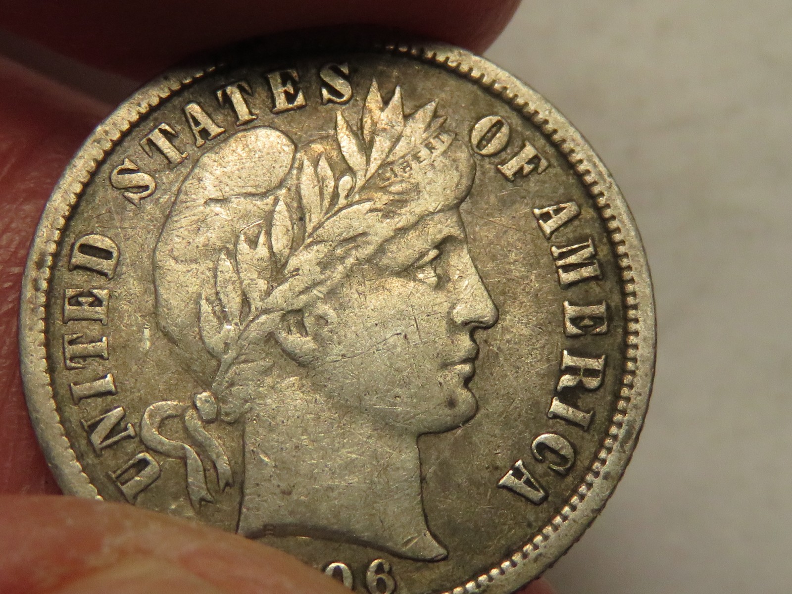 1906-P Barber Dime, XF, Lightly Cleaned