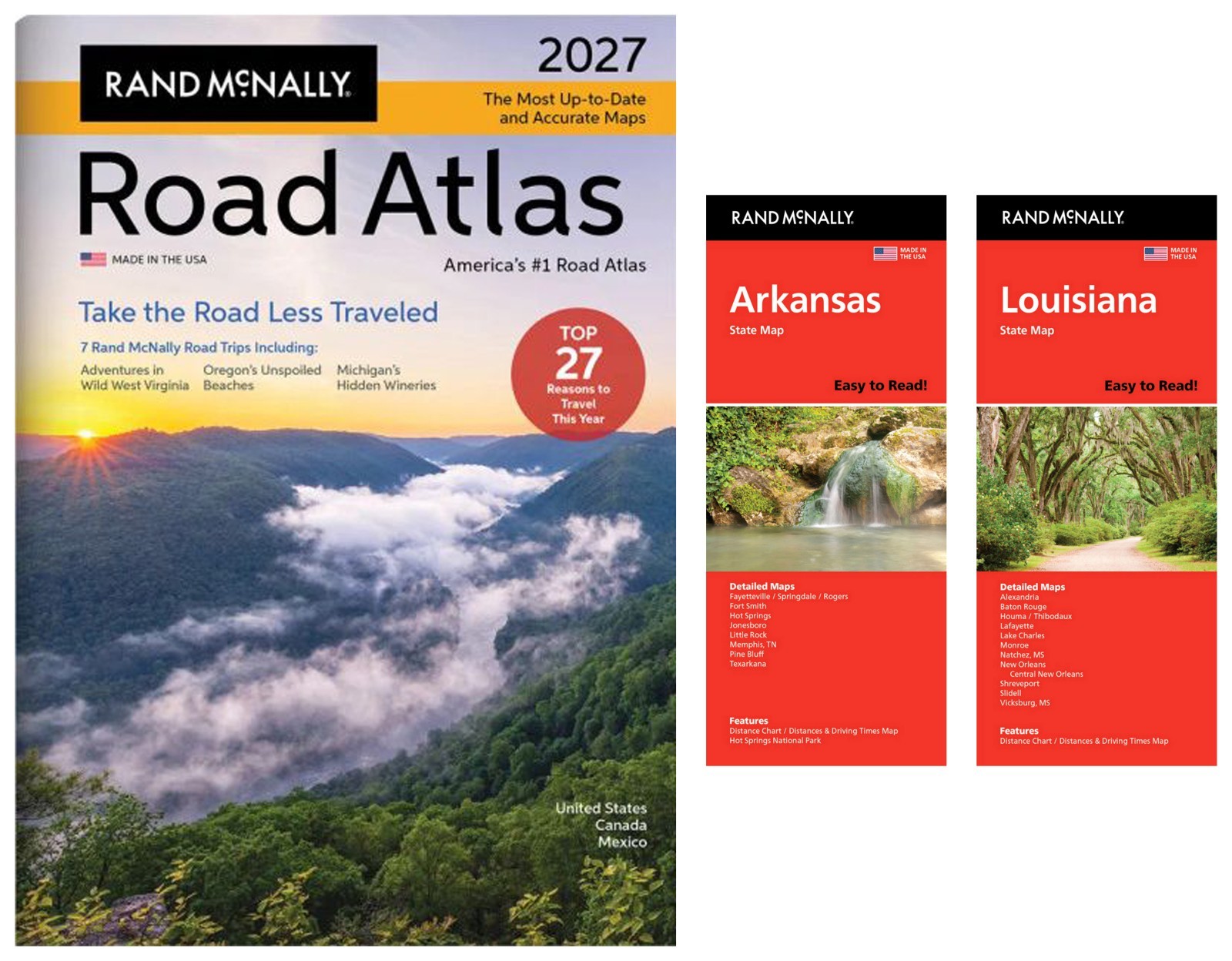 Rand McNally 2027 Road Atlas with Easy-to-Read Arkansas & Louisiana State Maps