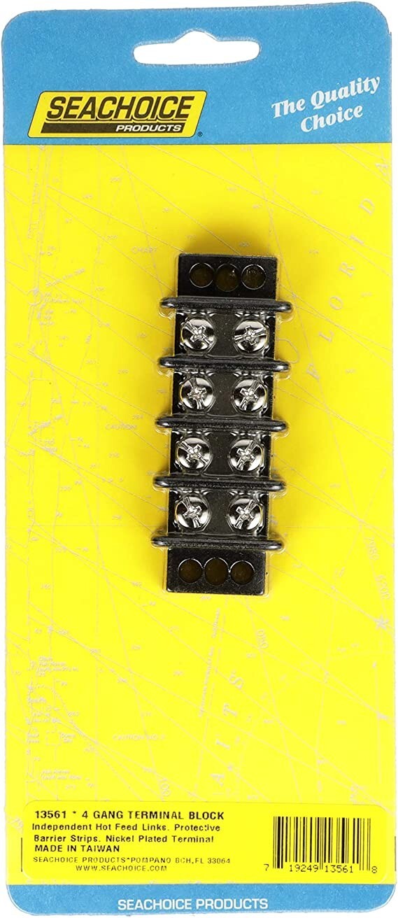 Marine Boat 4 Gang Nickel Electric Screw Terminal Junction Block Seachoice 13561