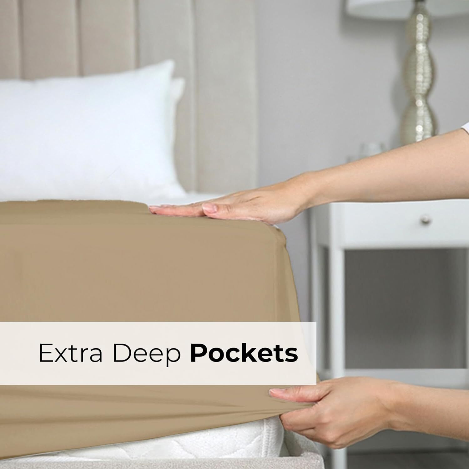 Extra Deep Microfiber Fitted Sheet Only, Fits 18"-24" Mattress, by CGK Linens