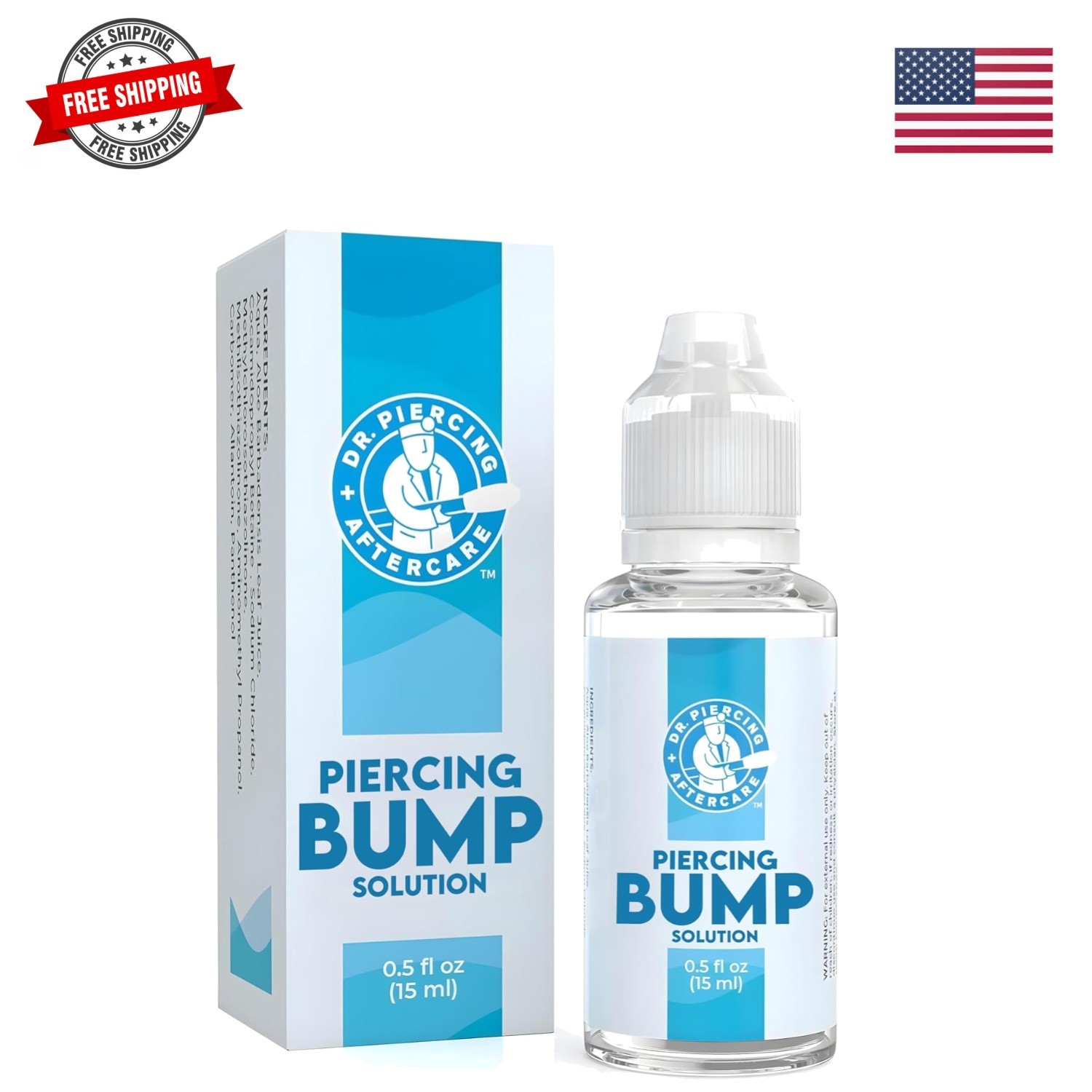 Keloid Bump Solution Drops 15mL - Gentle Saline Formula with Provitamin B5 fo...