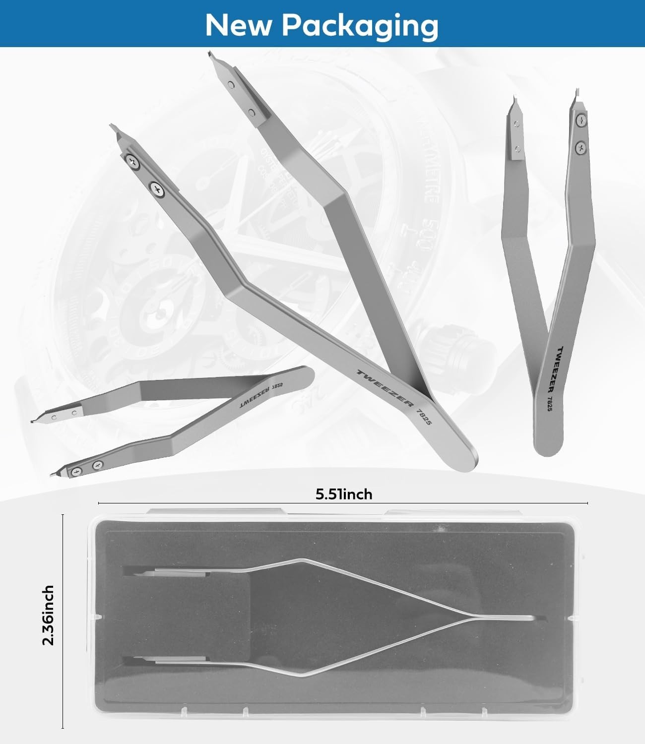 Watch Spring Bar Tool, 7825 Spring Bar Tweezers Lug Removal Fitting Tool Silver