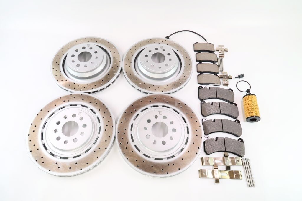 Maserati Ghibli Quattroporte front rear brake pads rotors FREE oil filter 14-16