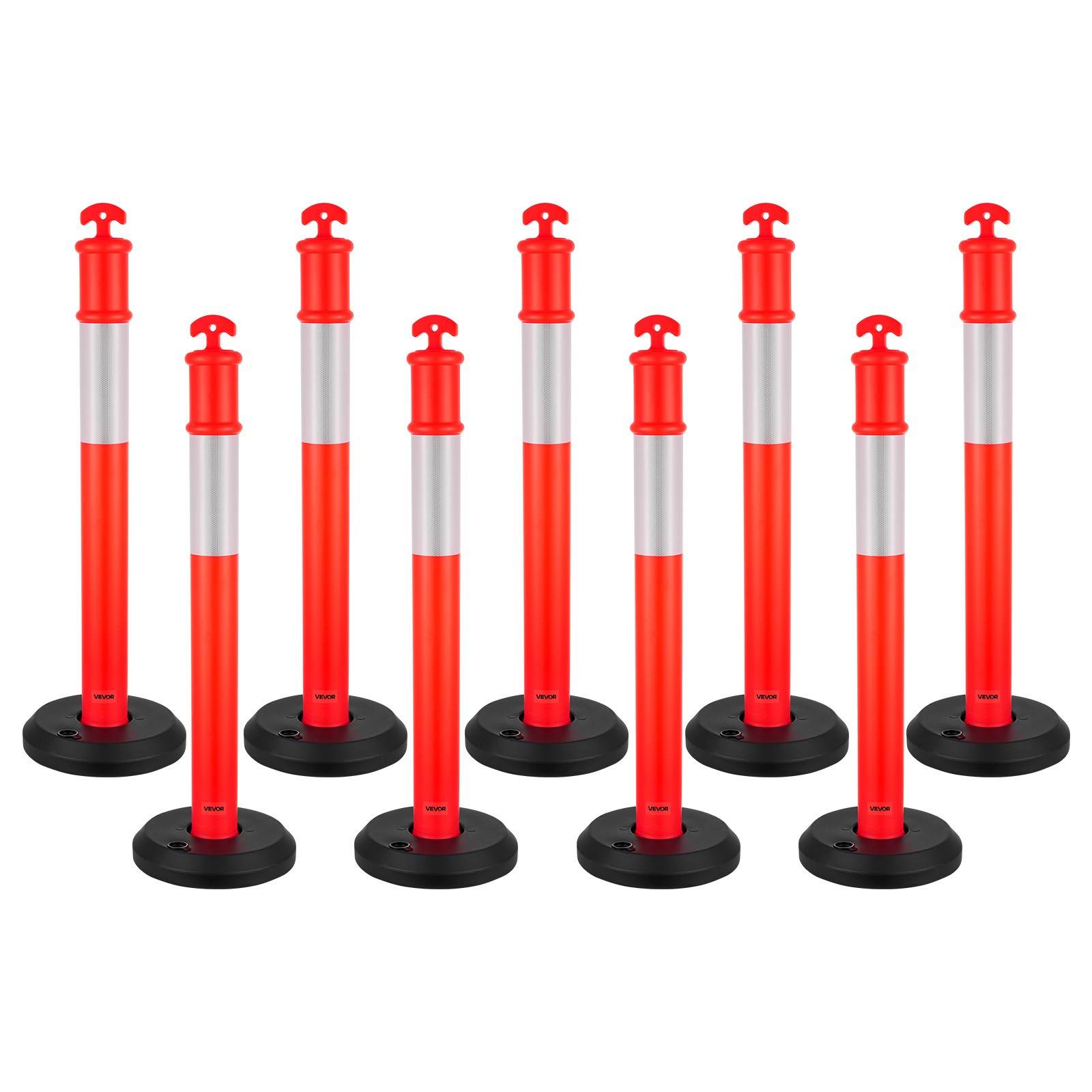 VEVOR 9 Packs Traffic Delineator Posts 45 in Traffic Safety Cones Fillable Base