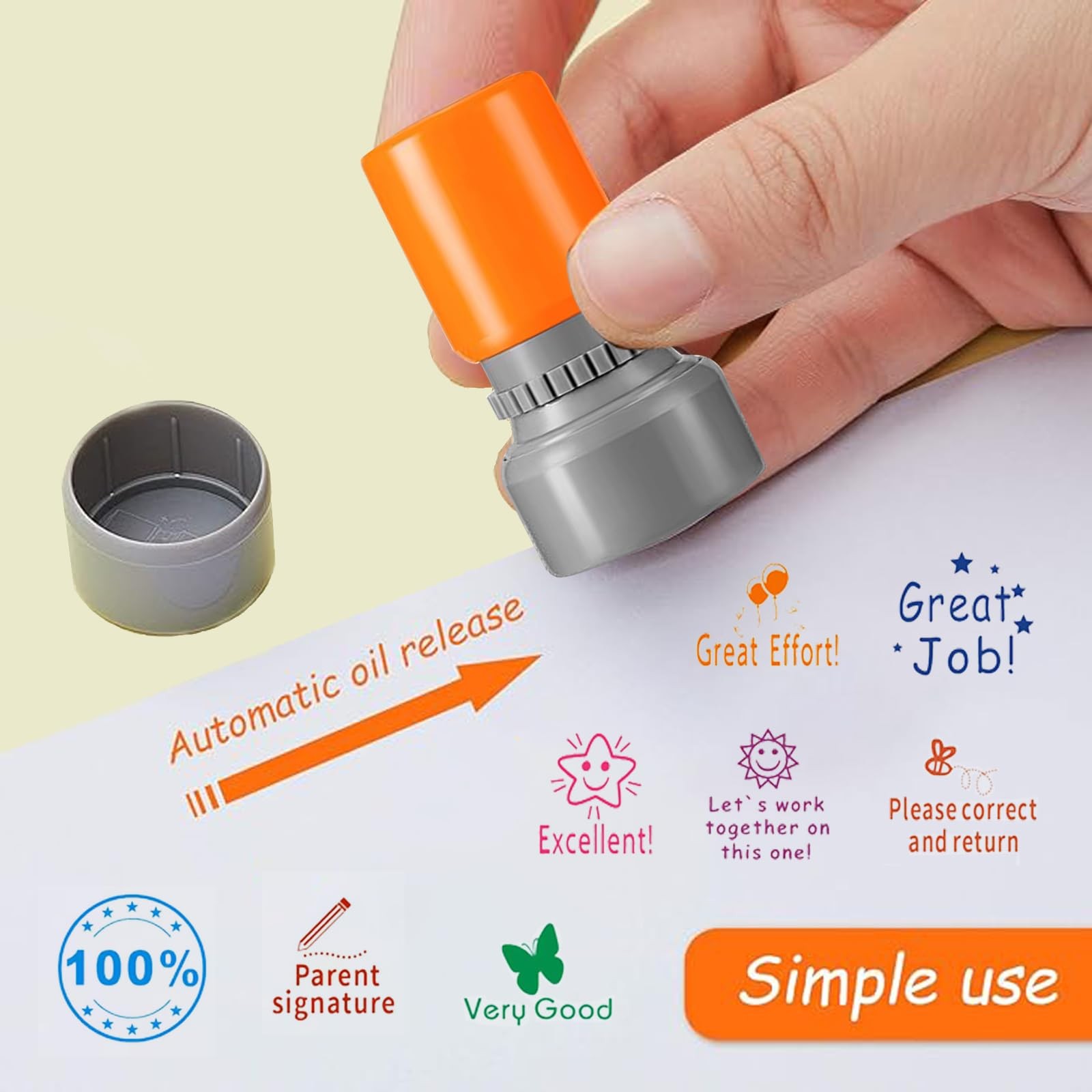 8 PCS Teacher Stamps Set For Classroom Self Inking Rubber Grading Homework