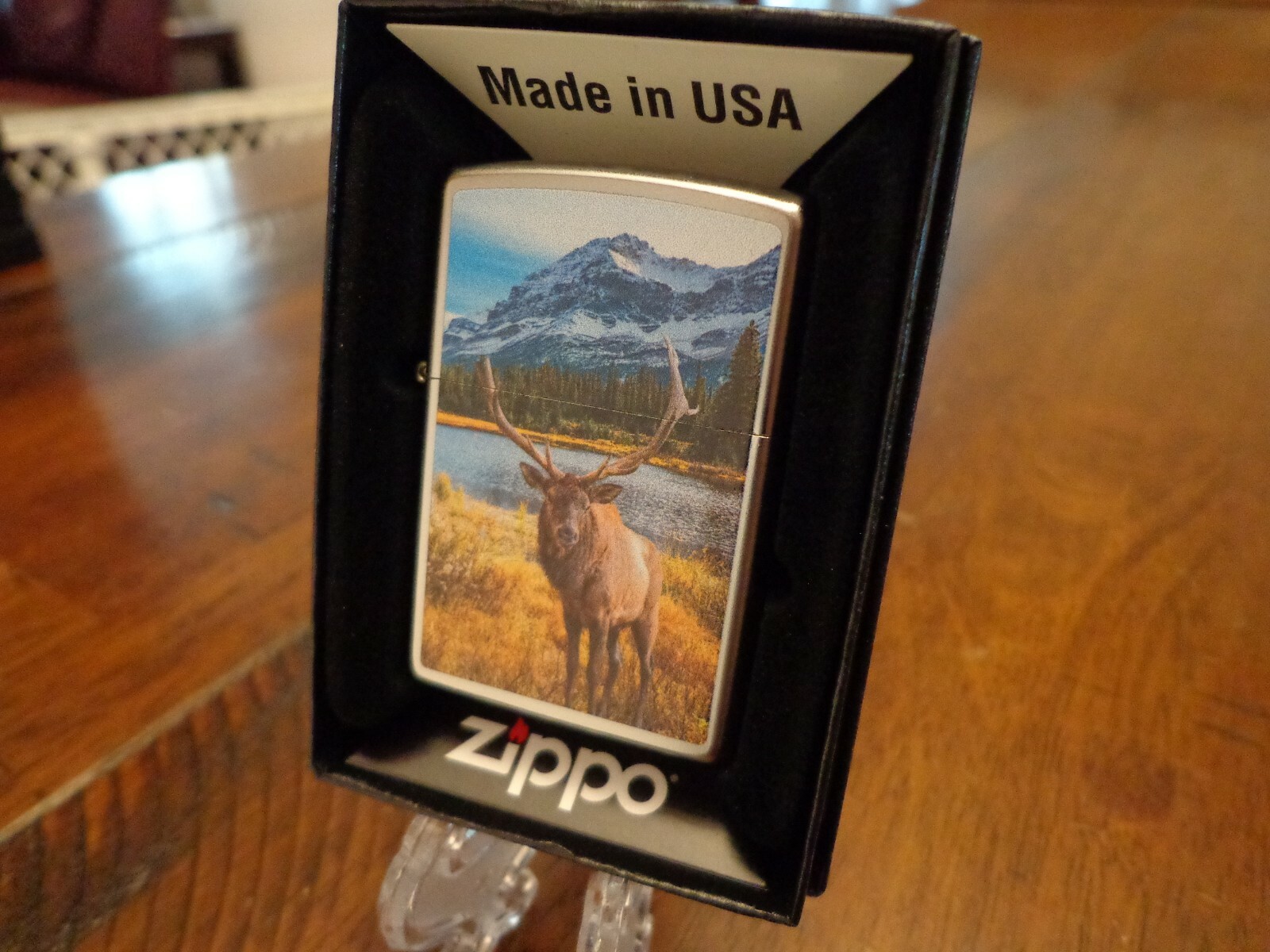 AUTUMN MOOSE IN PARK MOUNTAINS ZIPPO LIGHTER MINT IN BOX