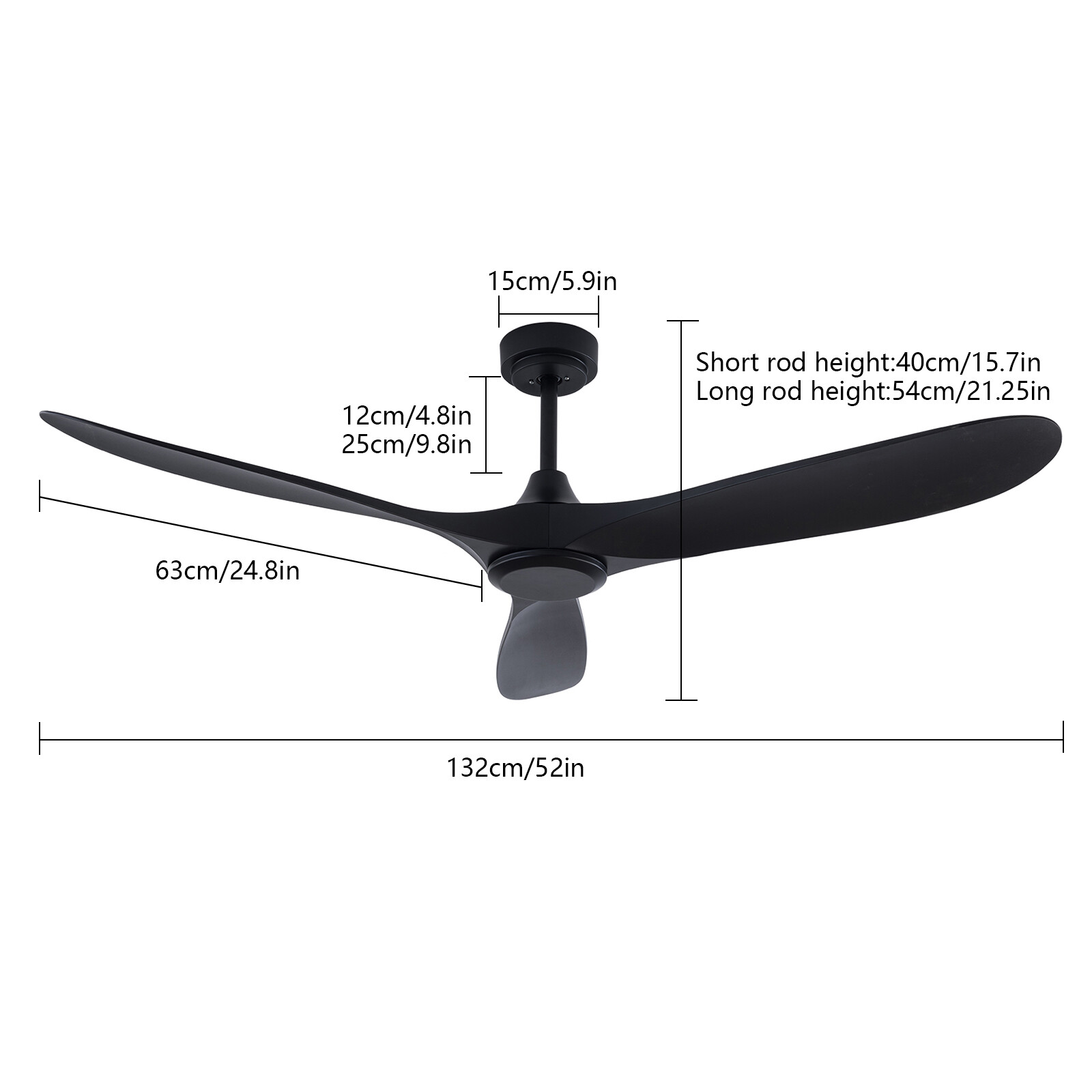 52" Flush Mount Solid Wood Ceiling Fan with Light 3 Speed Quiet DC Motor 3 CCT