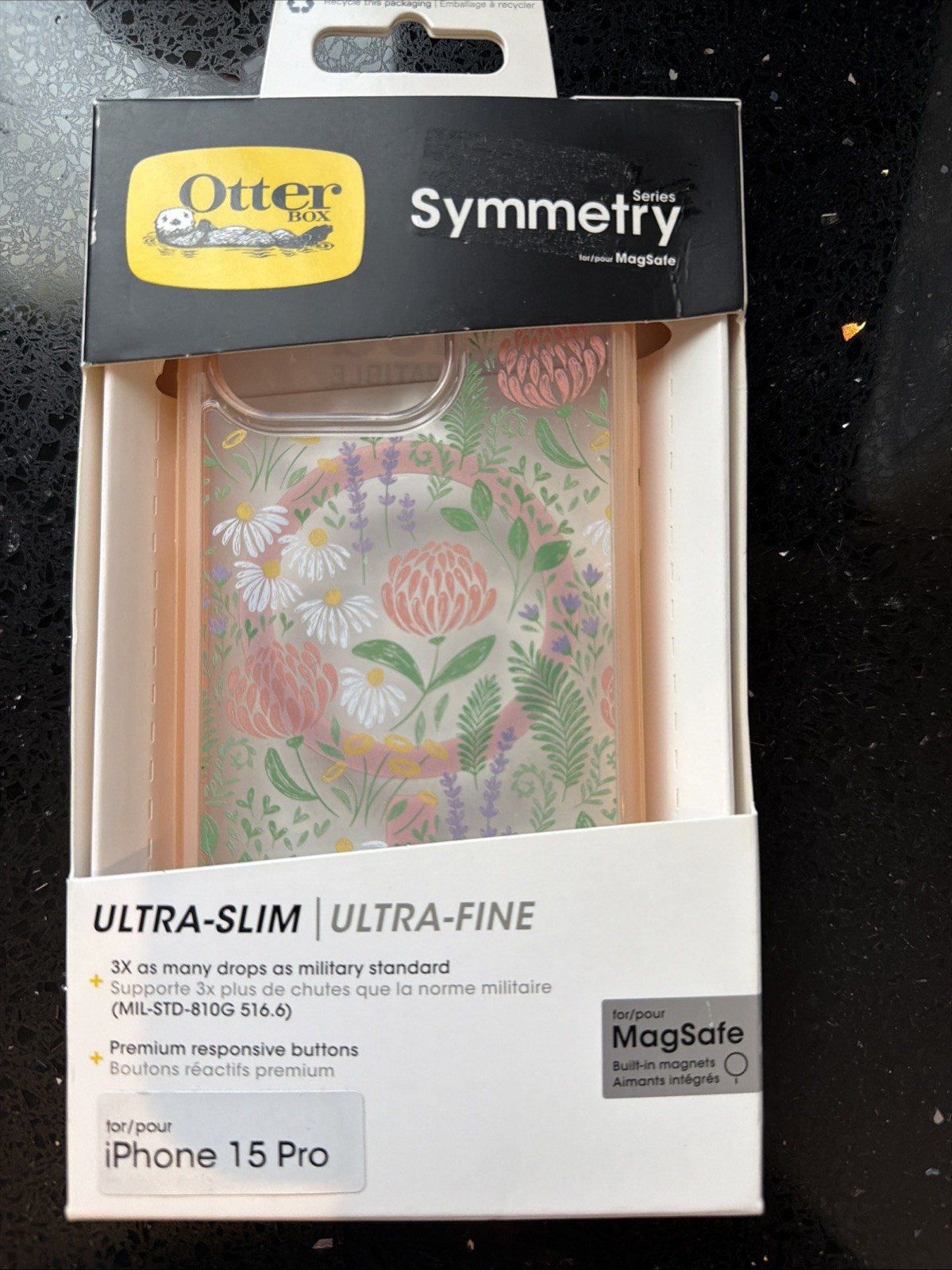 OtterBox iPhone 15 Pro Symmetry Series Case with MagSafe - Peachy Bloom: