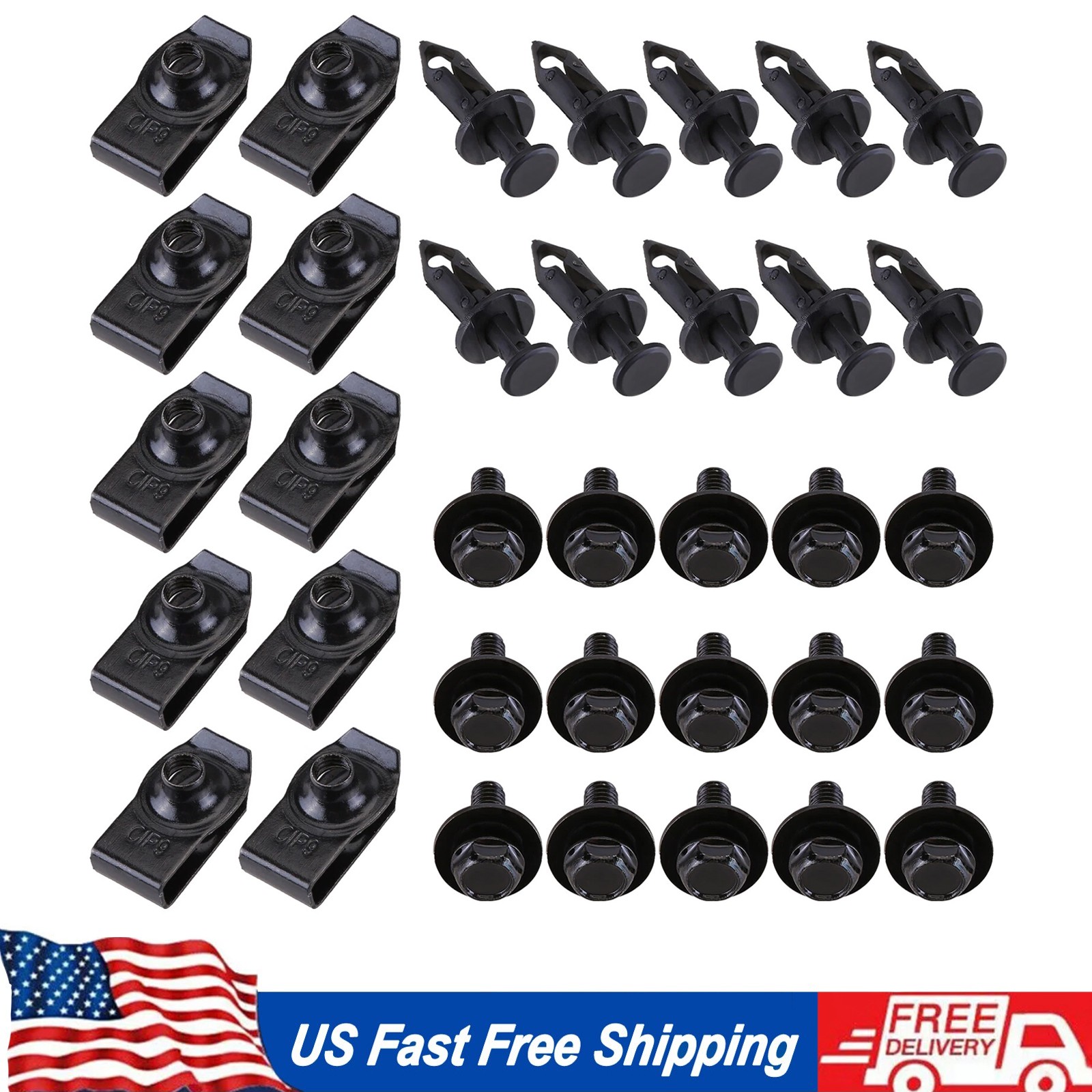 35PCS For Mazda Engine Under Cover Splash Shield Guard Body Bolts & U-nut Clips
