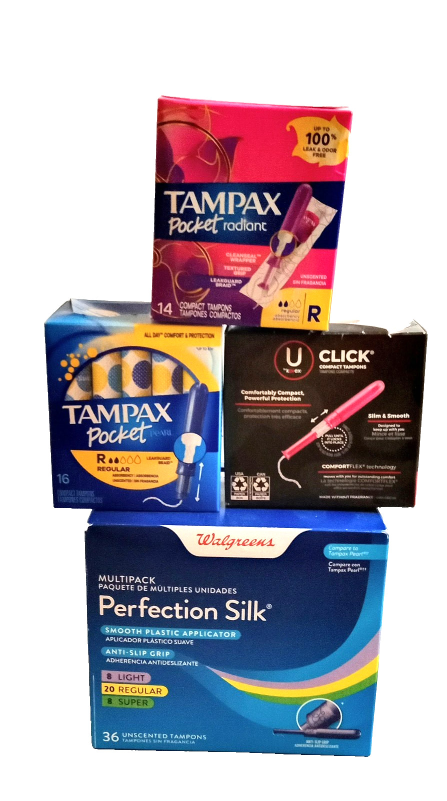 Tampax Cardboard Applicator Tampons Super Plus Absorbency Unscented 45 Total