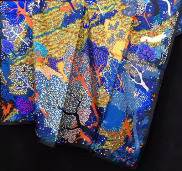 Pure 18 Momme Twill Silk Scarf Bandanna World Print Square Shawl 35'' Wrap new