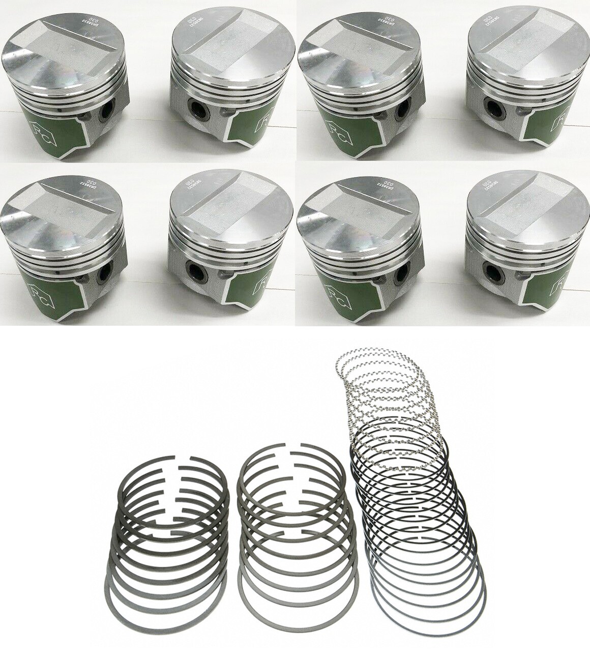 PISTONS Eutectic Coated Skirts Set/8+CAST Rings for 1959-1962 Cadillac 390 .040