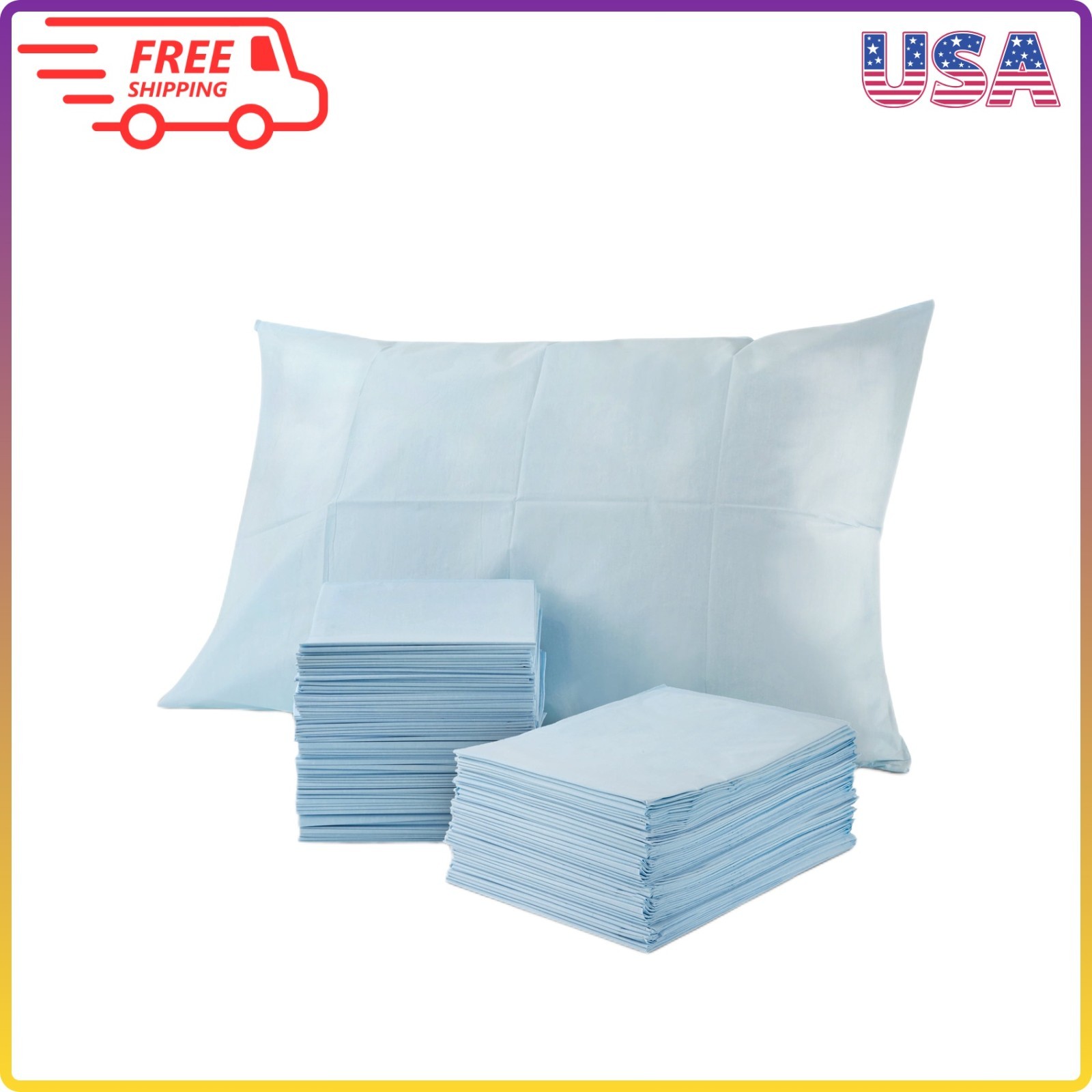 100 Pk Disposable Pillow Case Covers, Single-Use Pillowcases W/ Moisture Barrier