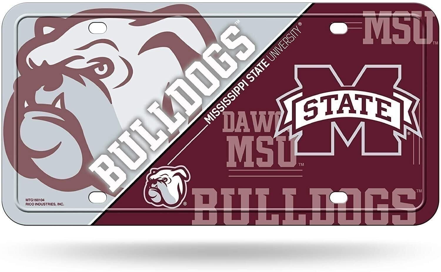 Mississippi State University Bulldogs Metal Tag License Plate 6x12 Inch Split...