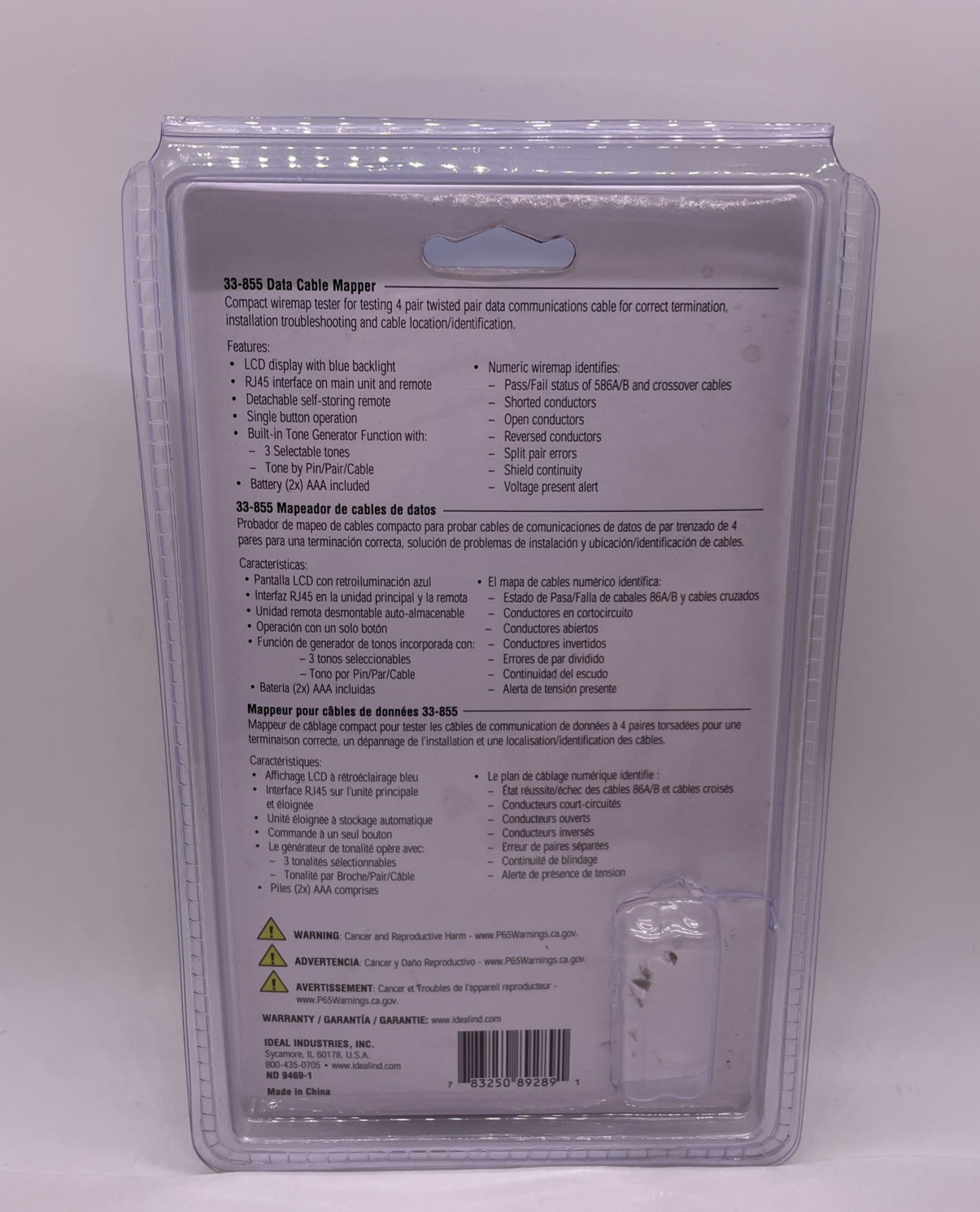 Ideal Electrical Data Cable/RJ45 LCD Wiremapper 33-855