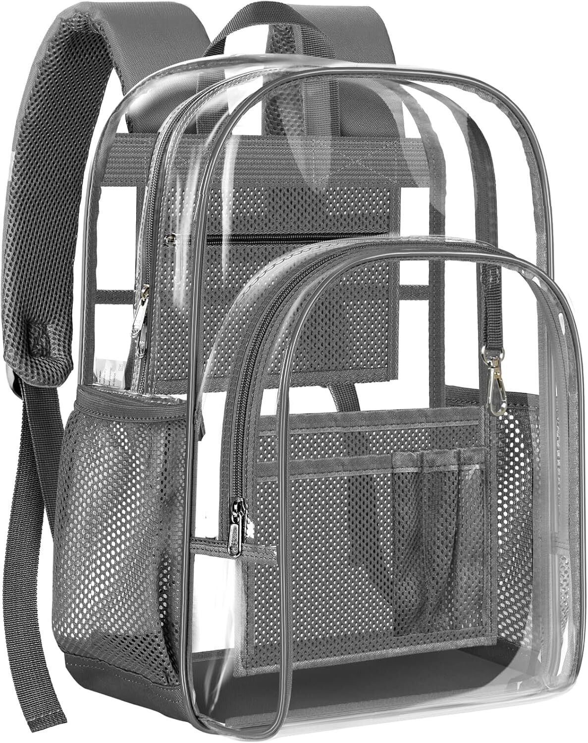 PAMANO Clear Backpack, Heavy Duty Transparent Backpack with Reinforced Grey