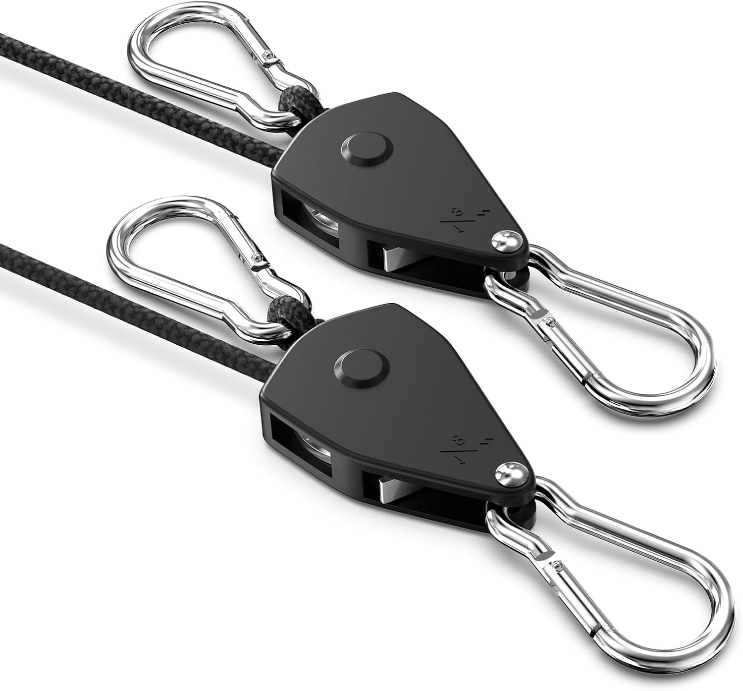 Retractable Heavy Duty Ratchet Tie Down Straps [2 Pack, 8ft, 75lbs/Pack], Rope P