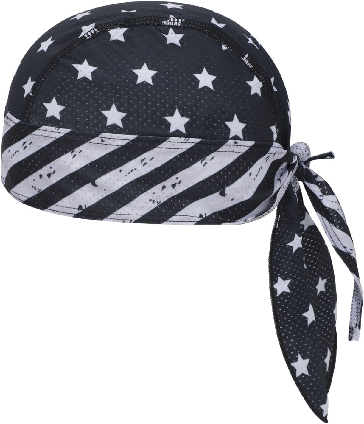 American Flag Pirate Bandana Skull Caps Cooling Dew Rags Helmet Liner Wicking Do