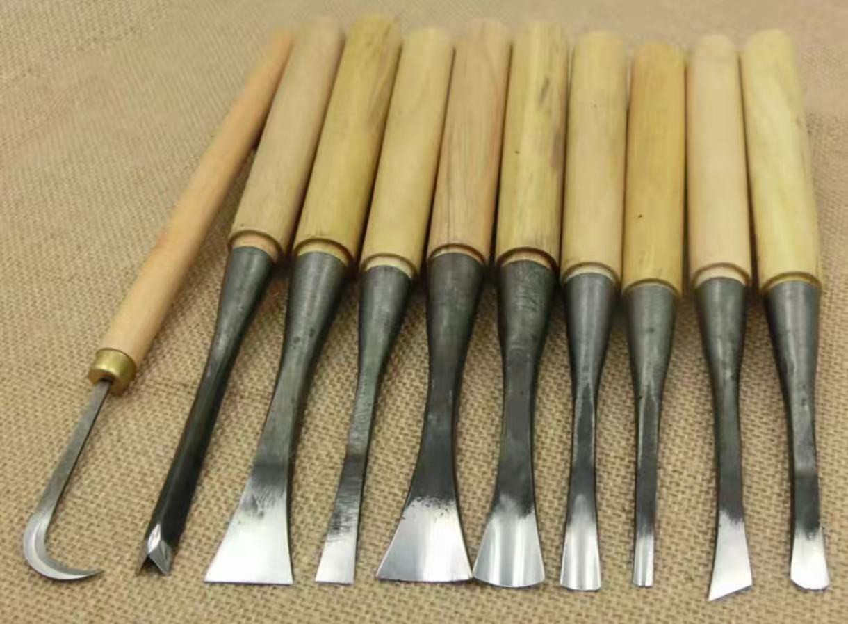 10 pieces Handmade woodworking polished Carving Knife Root Carving Tool
