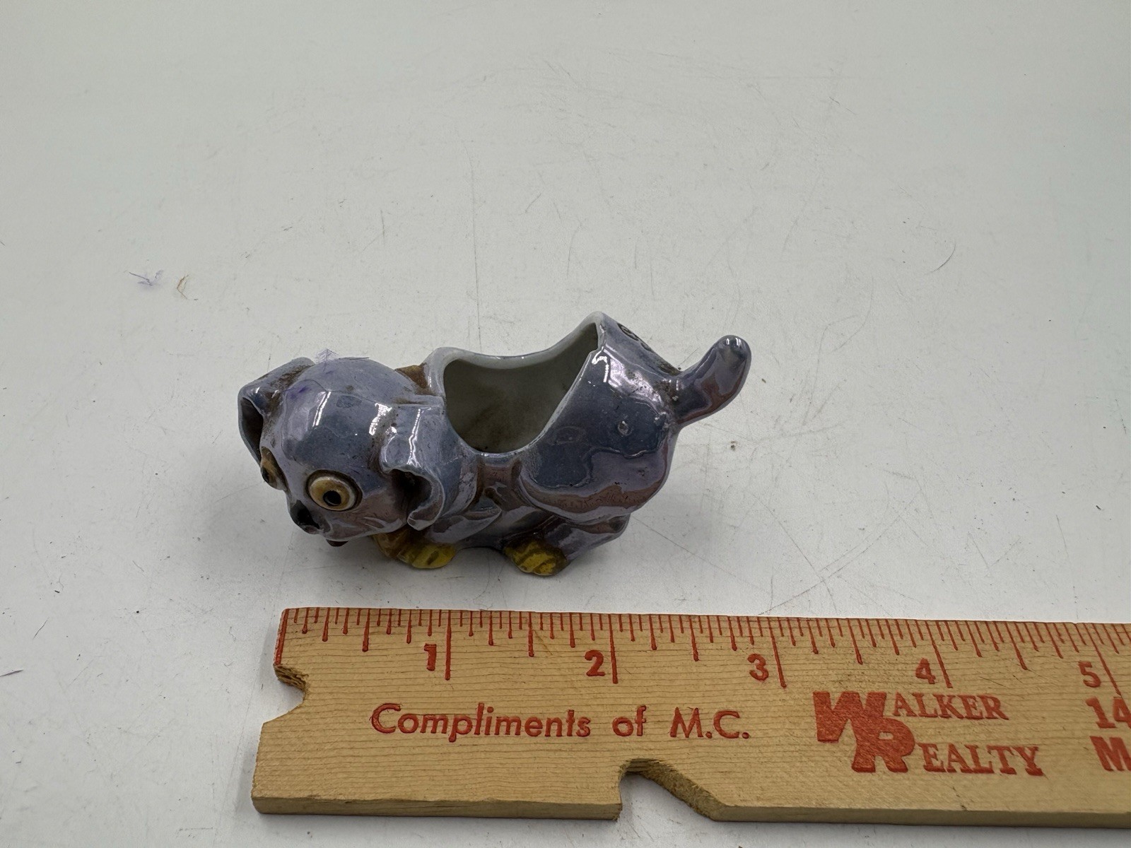 Vintage Blue Lusterware Puppy Planter Or Pincushion Made In Germany
