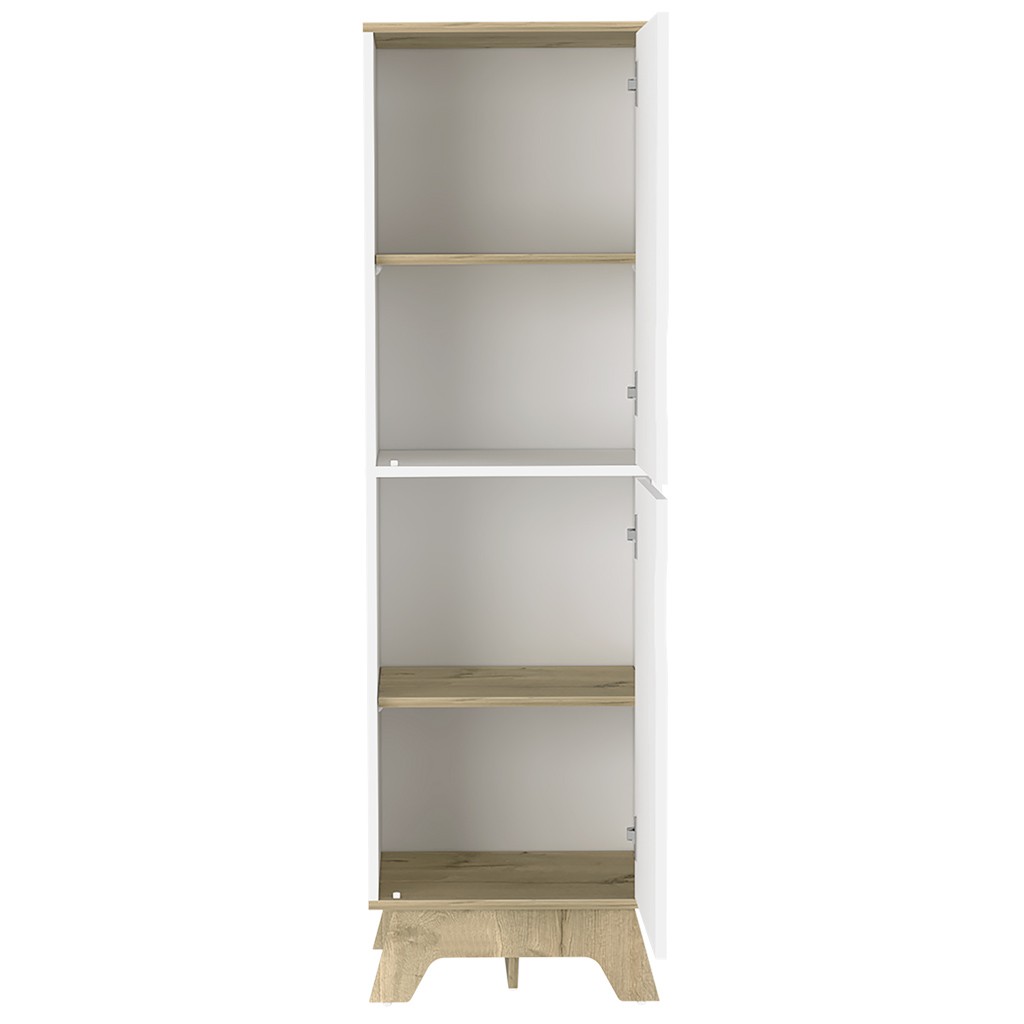 Multistorage cabinet 59" H, two doors, four internal shelves, Light oak / Whit