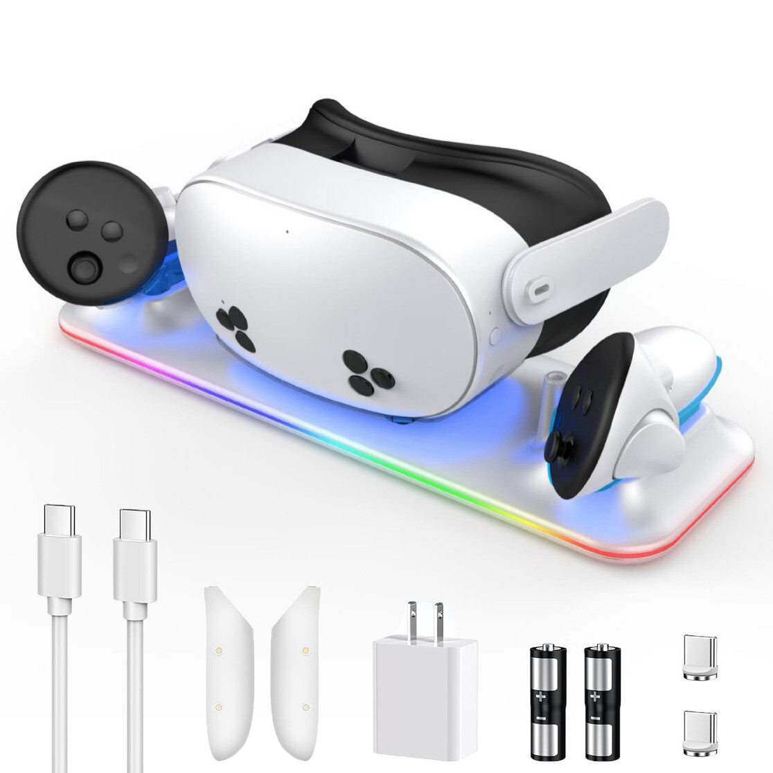Charging Dock for Meta Quest 3S, PD 18W Fast Charging Station with 2 Batteries