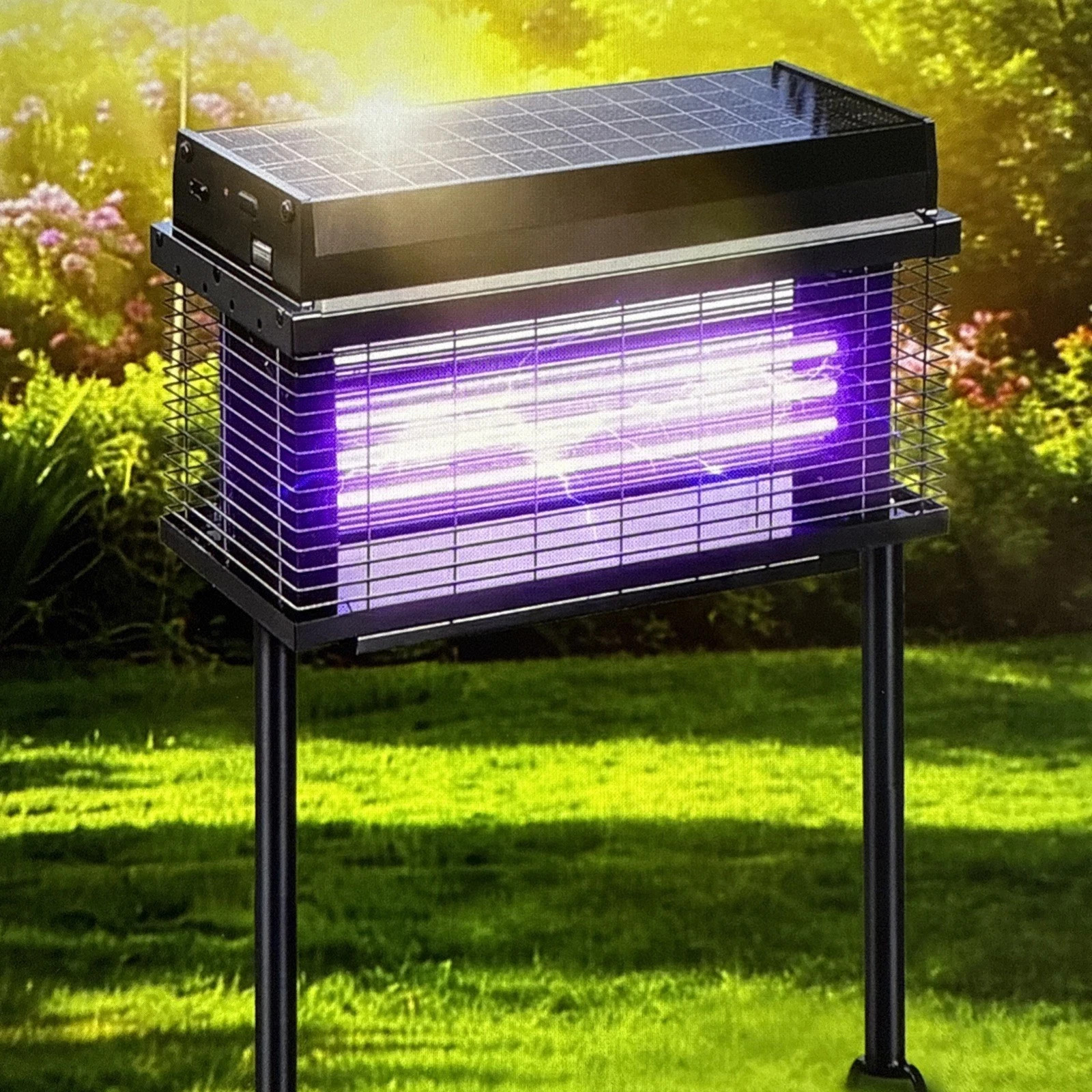 Spansol Solar Bug Zapper, Outdoor, 4000 SQFT, 4000V, Rain Sensor, Day to Night