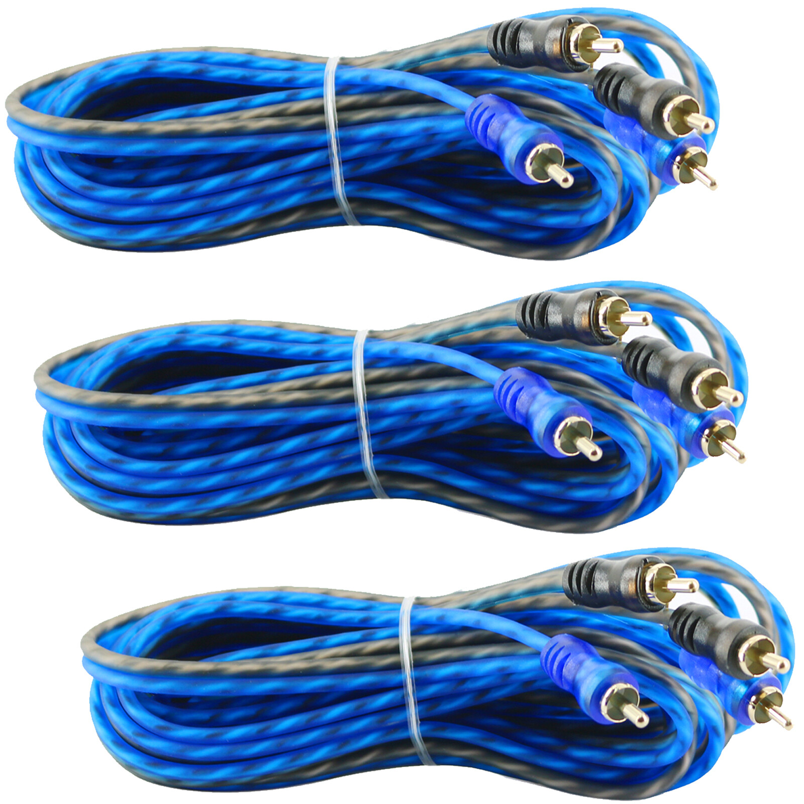 3 Pcs | 2 RCA to RCA Interconnect HiFi Audio Cable Male Connector Wire 17 Feet