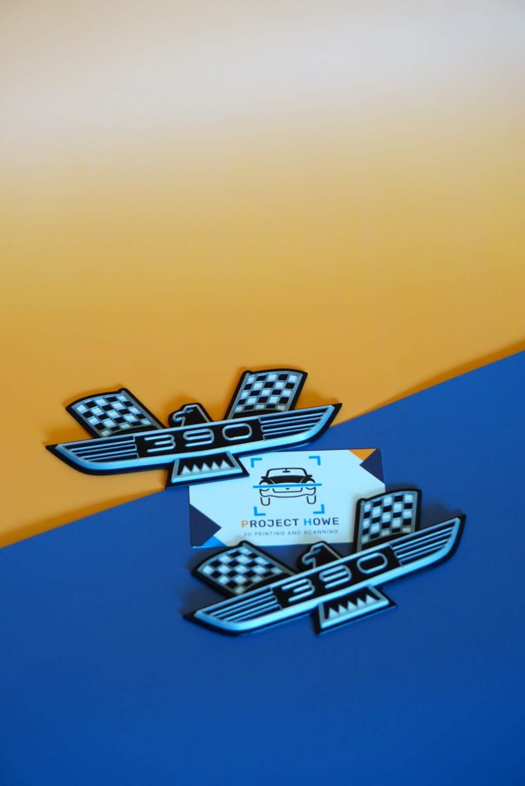 Ford Thunderbird 390 Emblem PAIR - BLACK SILVER WHITE  - Project Howe