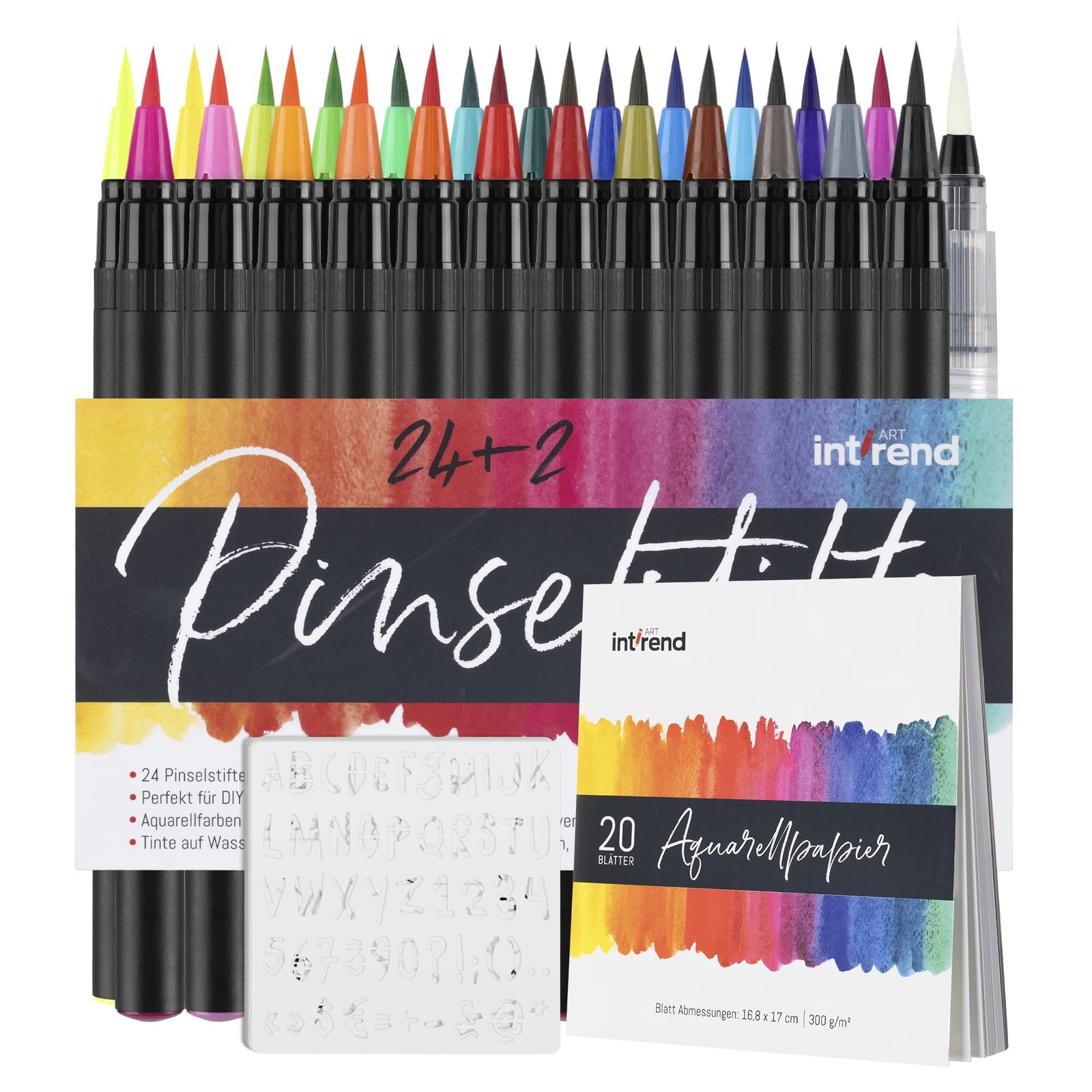 int!rend Brush Pen Set with 51 parts - 24 watercolor pencils, 2 water pencils...