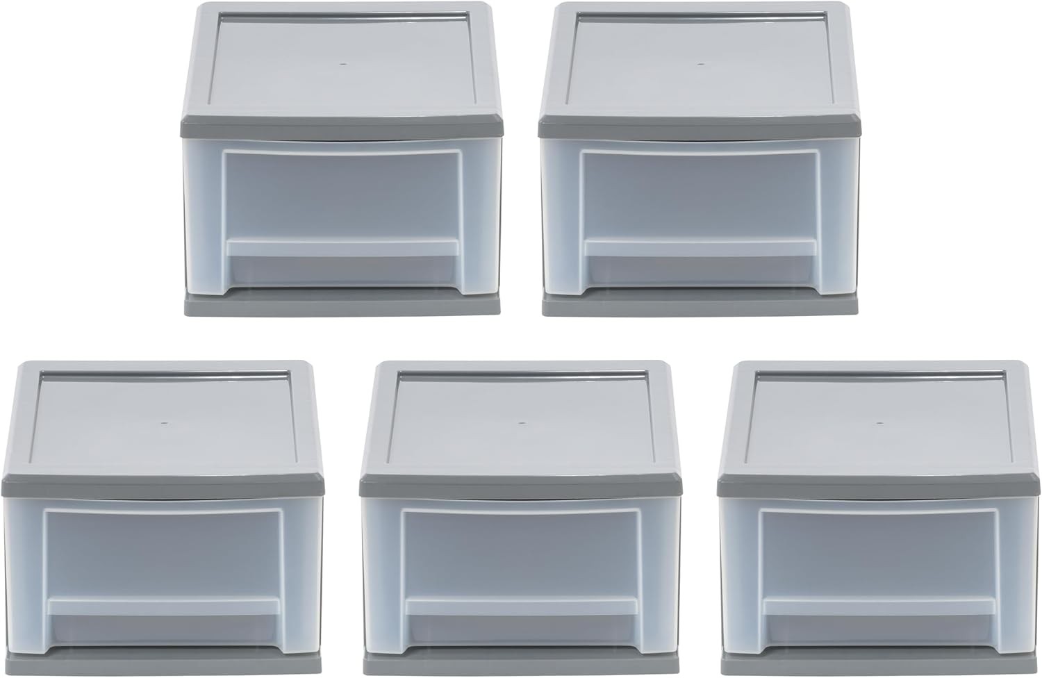 IRIS USA 6.5 Quart Gray Stackable Drawer, 5 Pack