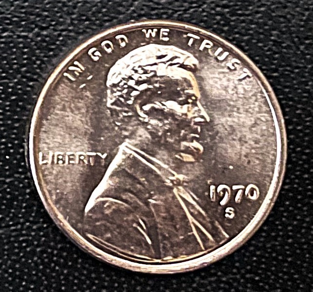 1970-S   Lincoln  Cent  Large  Date (Low 7)  - BRIGHT UNCIRCULATED (BU)