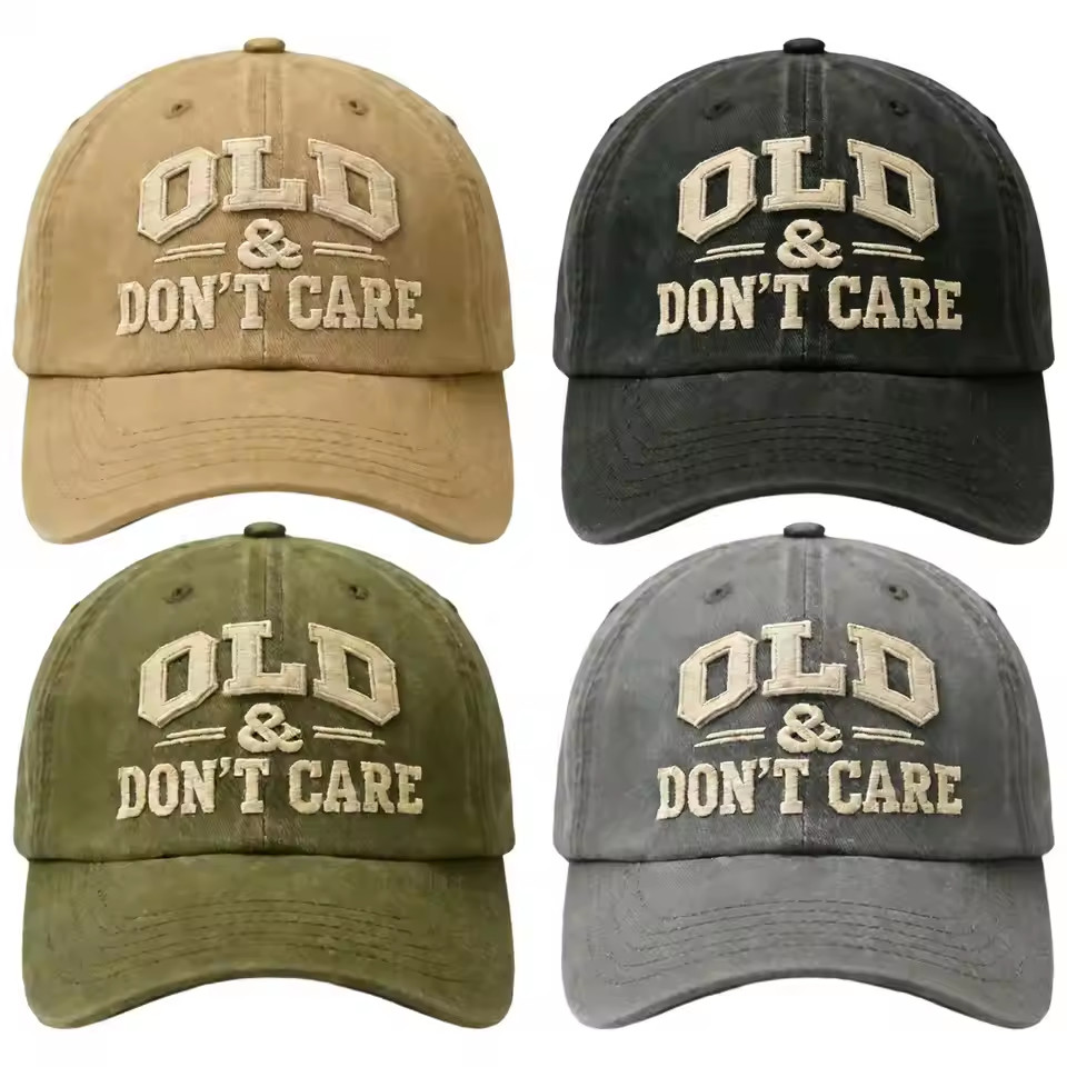 Old & Don't Care Cap, Adjustable Retro Funny Embroidered Unisex Baseball Hat SP